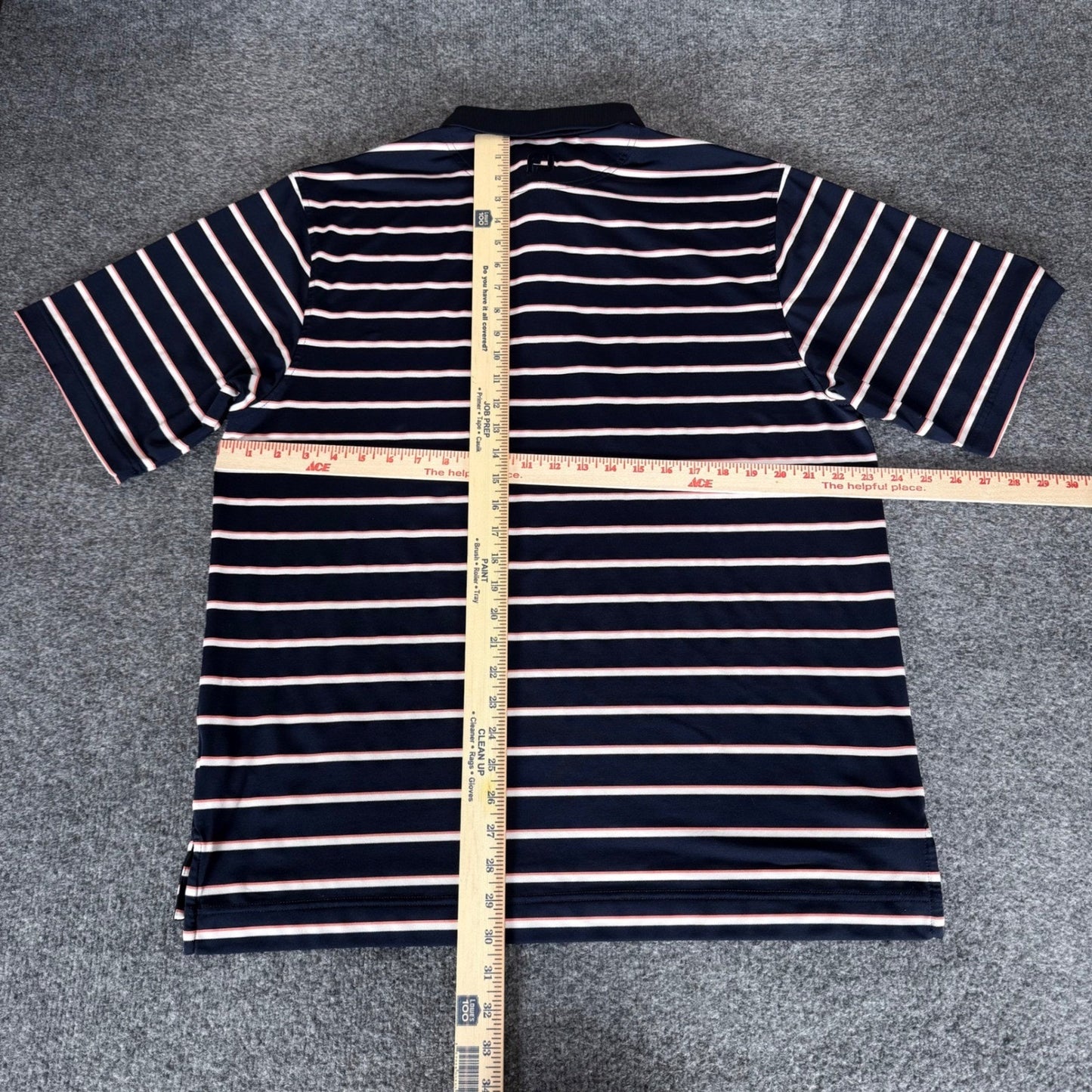 FootJoy Golf Polo Shirt Mens Large Navy Blue Striped Short Sleeve Performance