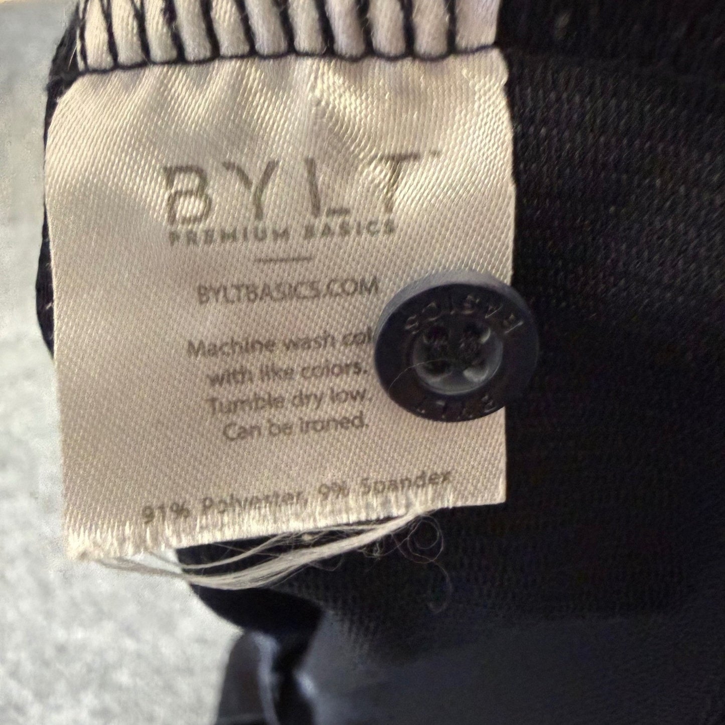 BYLT Stealth Polo Shirt Mens Large Black Band Collar Drop Cut Short Sleeve Golf