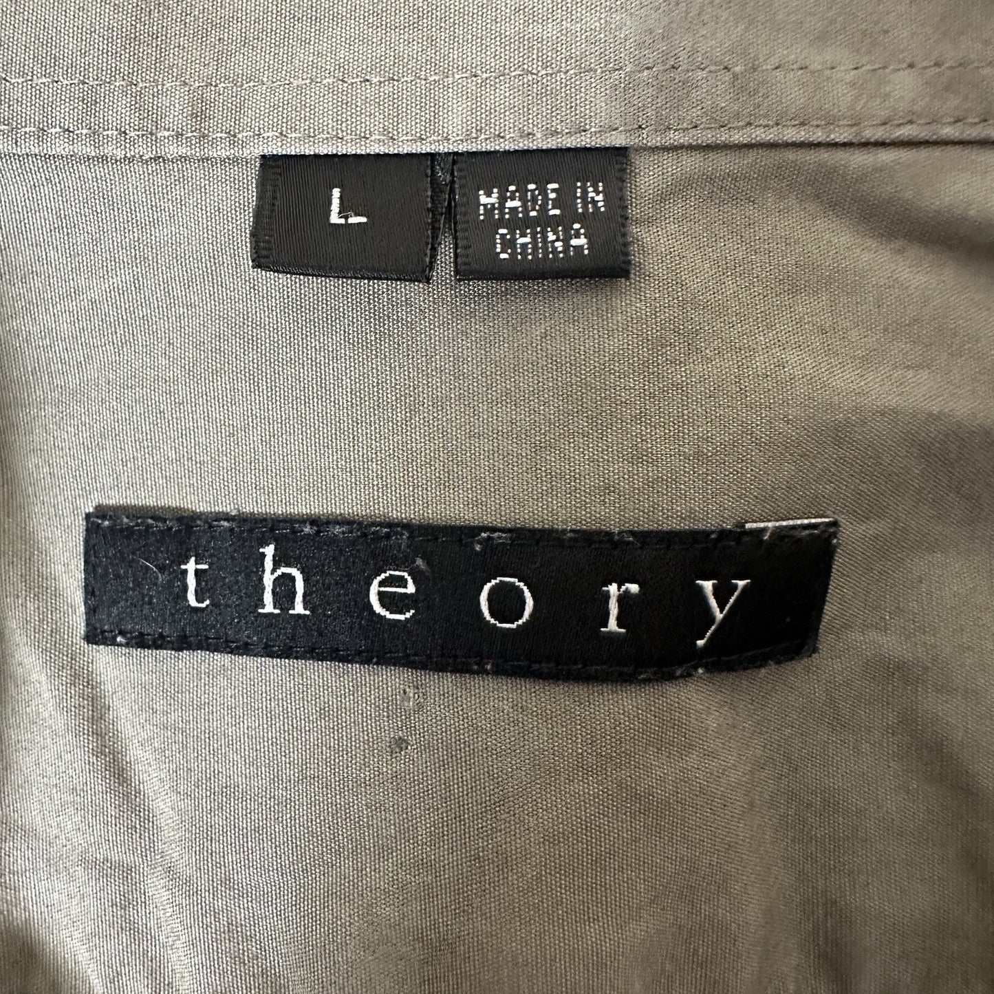 Theory Shirt Mens Large Brown Solid Button Up Long Sleeve Casual Office Adult