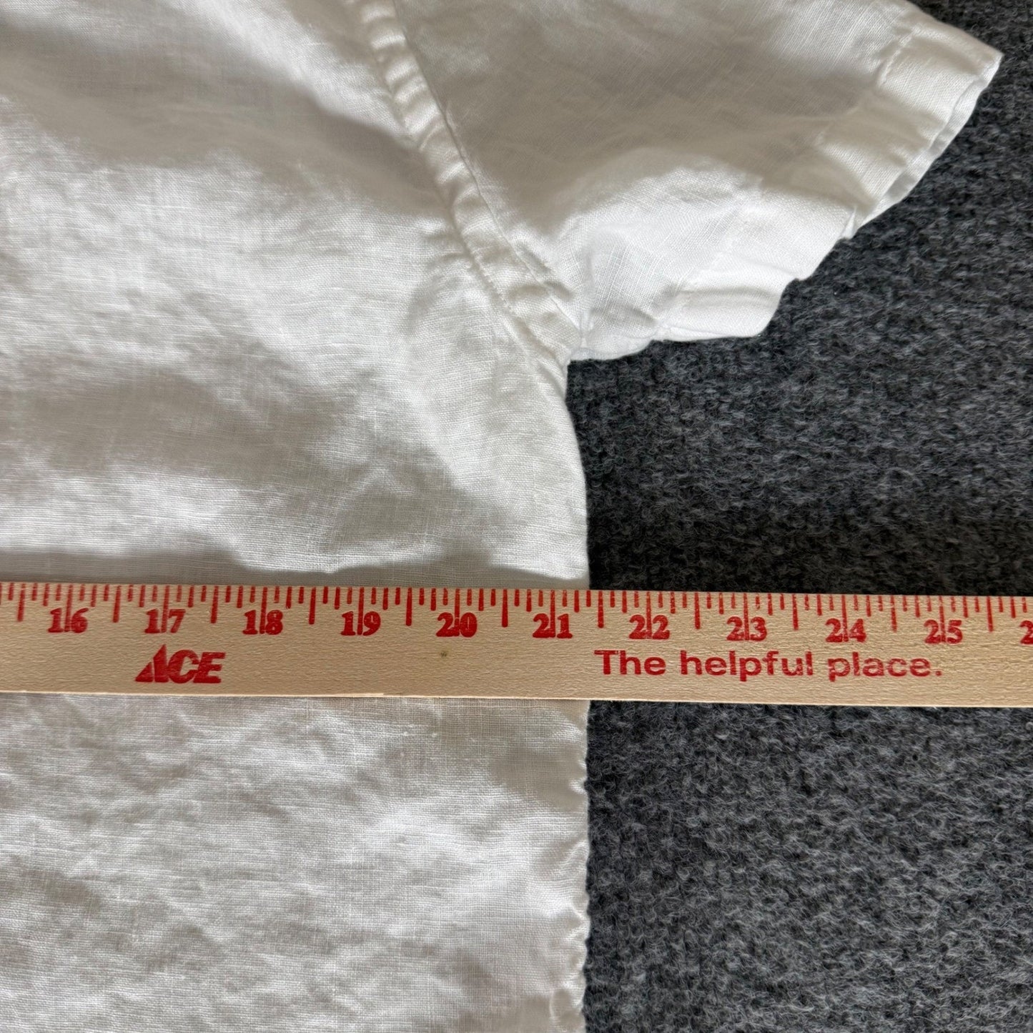 Faherty White Linen Shirt Mens Large Short Sleeve Button Up Casual Summer Beach