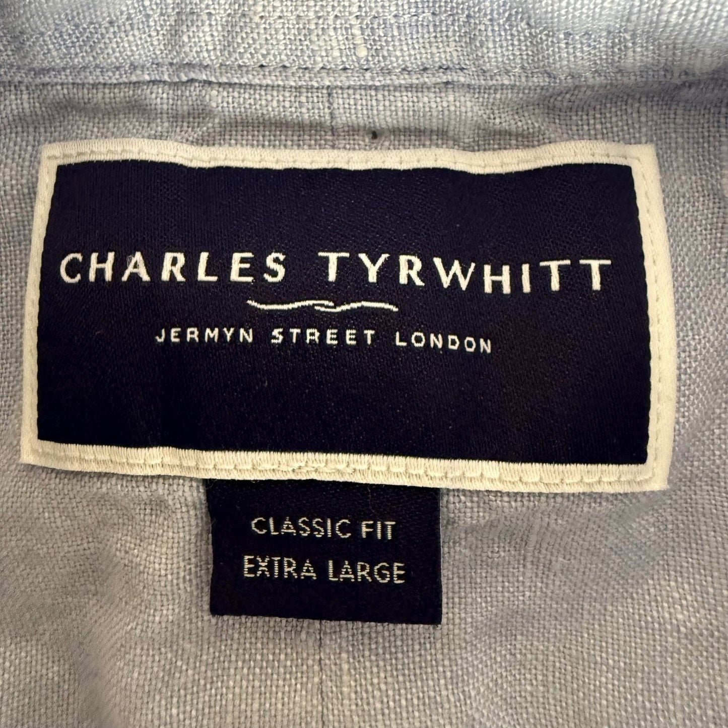 Charles Tyrwhitt Mens XL Blue Linen Short Sleeve Button Up Shirt Smart Casual