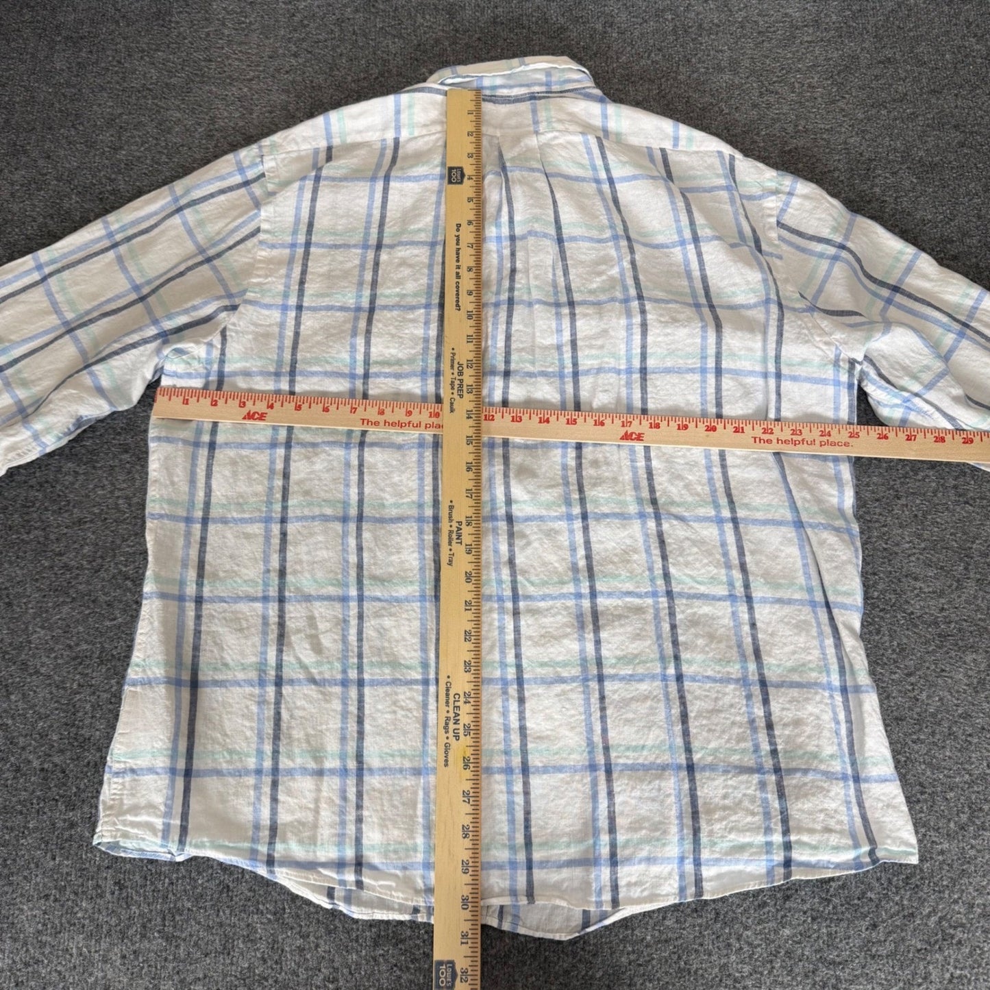 Brooks Brothers Regent Fit 100% Linen Plaid Button Down Shirt Mens XXL Blue