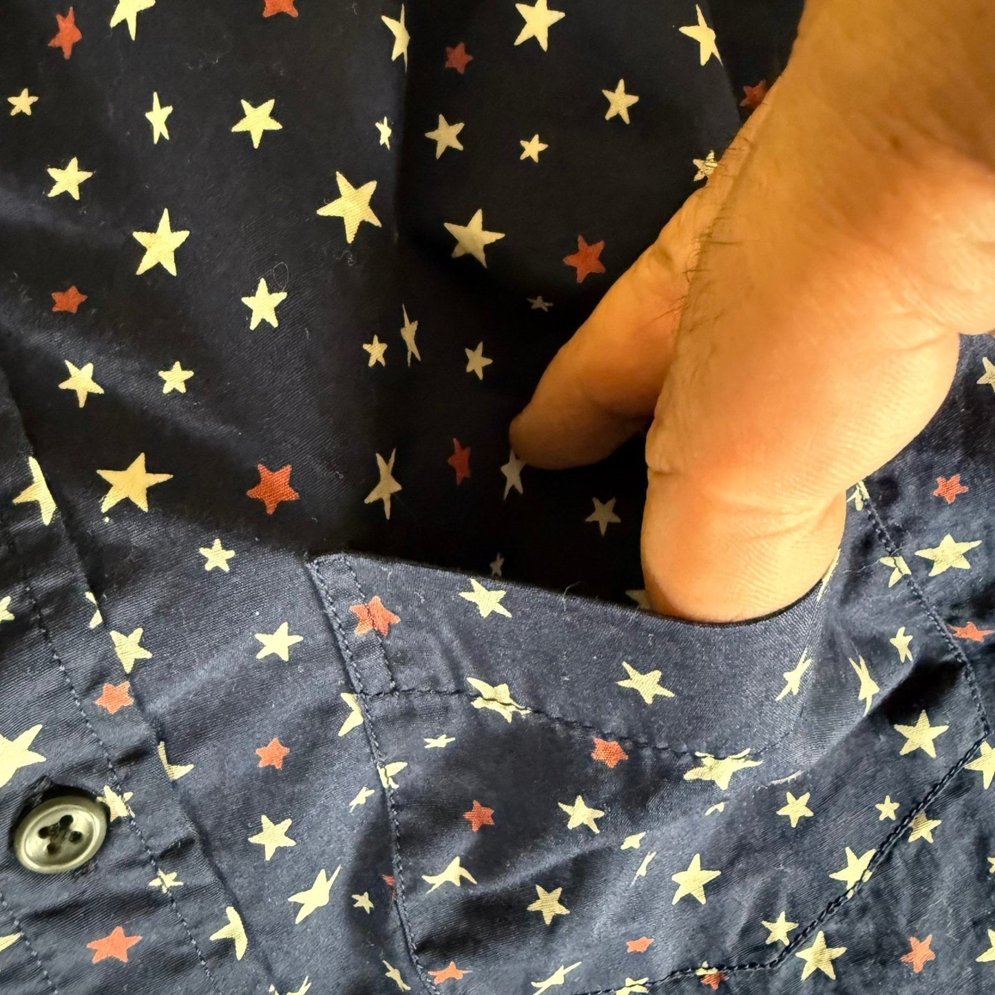Denim & Supply Ralph Lauren Shirt Mens Small Star Print Short Sleeve Button Down