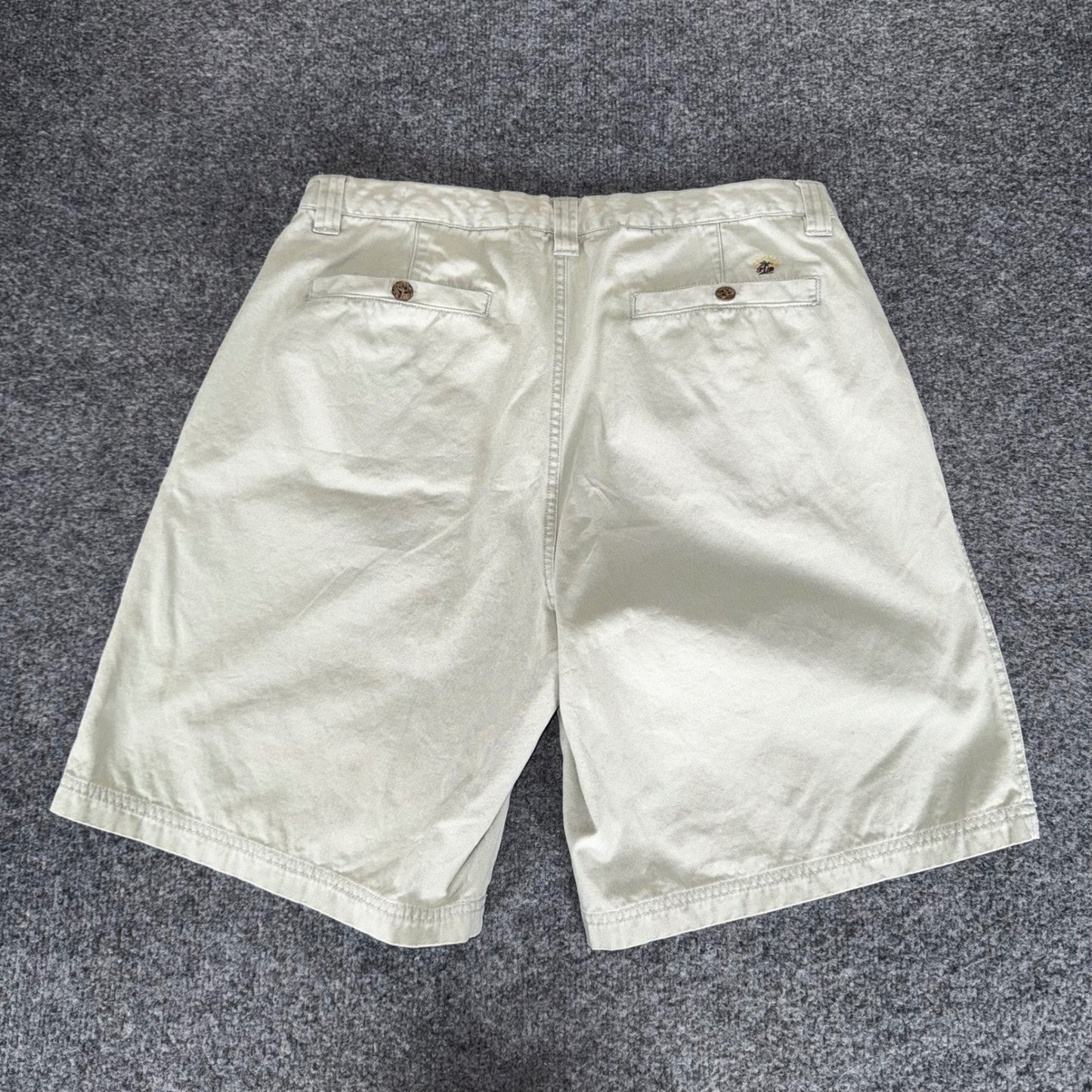 Tommy Bahama Relax Mens 34 Khaki Olive Pleated Cotton Chino Shorts Casual Summer