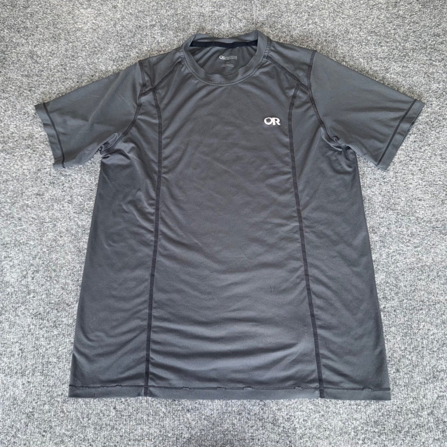 Outdoor Research Shirt Mens Small Gray Short Sleeve Hiking Performance Athletic