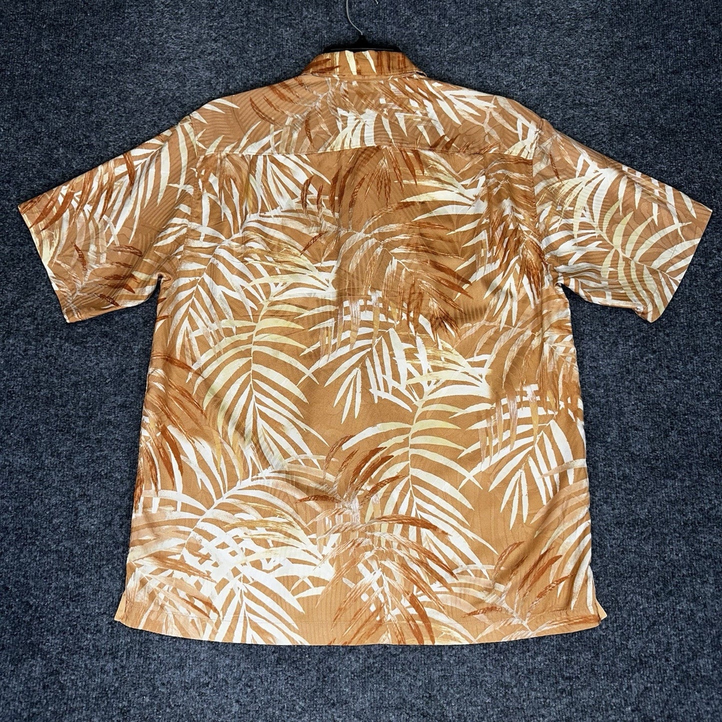 Tommy Bahama Shirt Men's Medium Orange Floral Silk Button Up Camp Short Sleeve