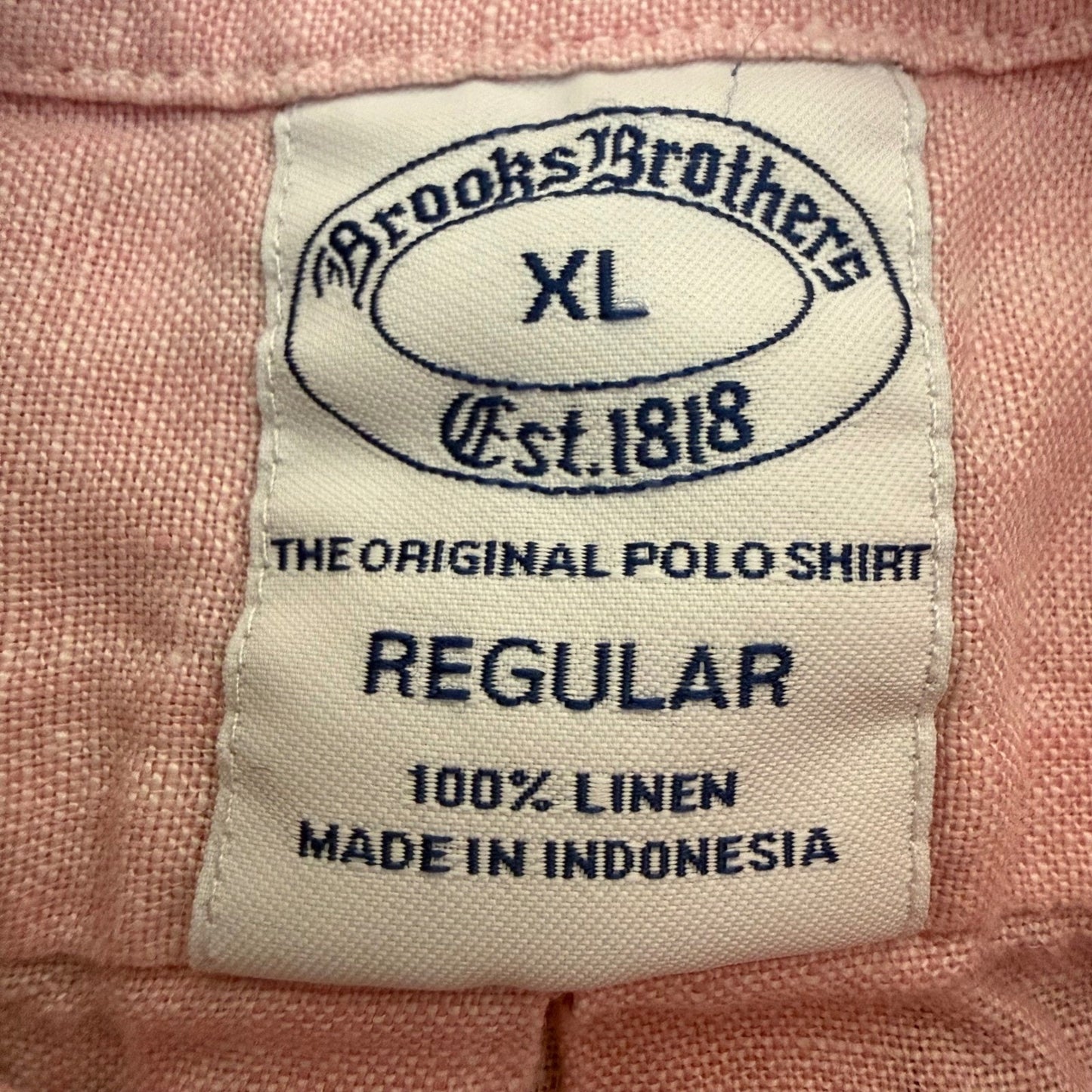 Brooks Brothers Mens XL Pink Baird McNutt Irish Linen Short Sleeve Button Down