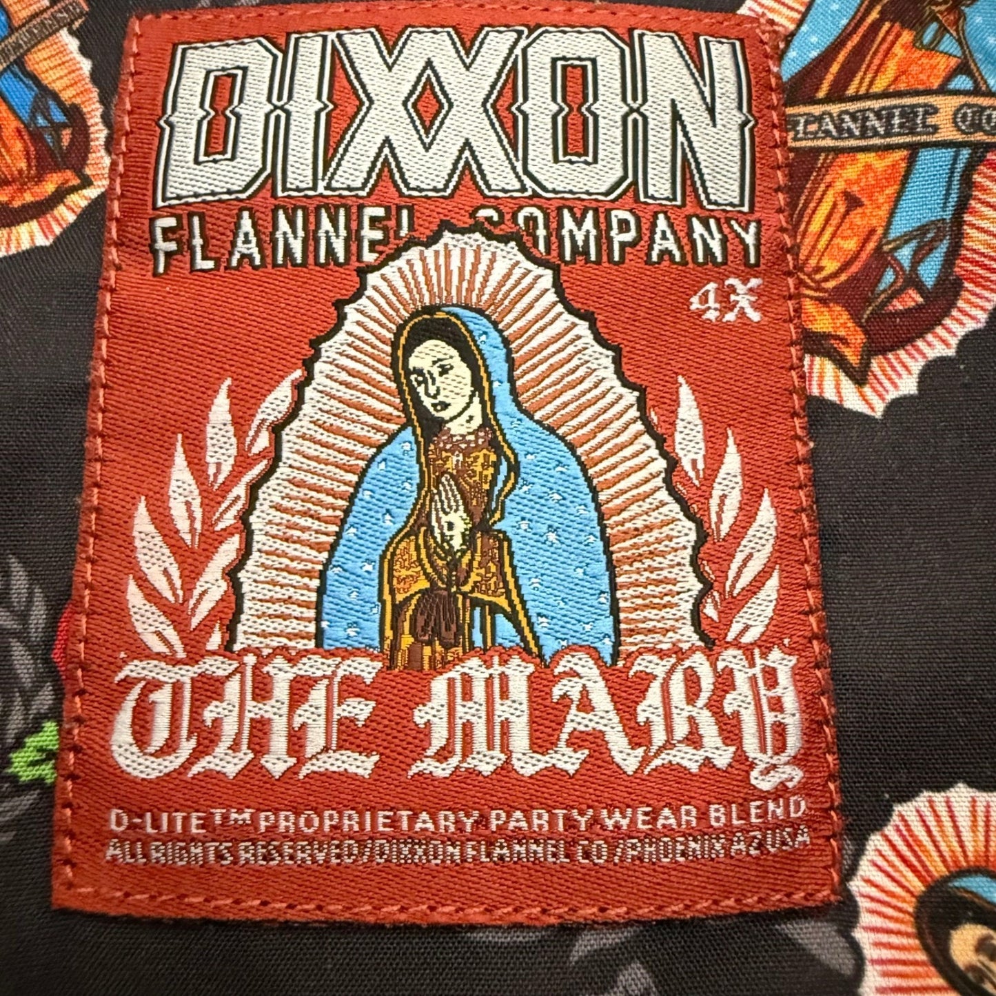 DIXXON Flannel Co The Mary Shirt Mens 4XL Short Sleeve Button Up AOP Moto Casual