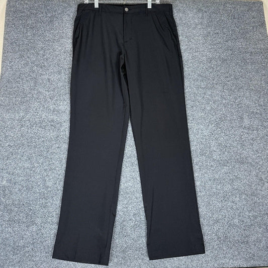 Short Par 4 Pants Mens 36x34 Black Golf Performance Casual Flat Front Chino