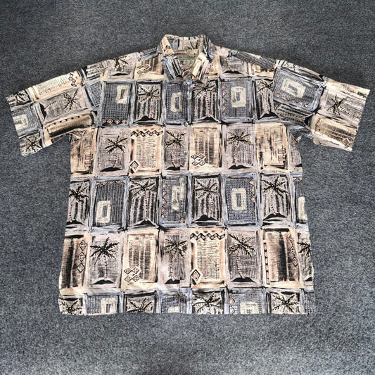 Tori Richard Mens Large Hawaiian Shirt Cotton Lawn Palm Tree Aloha Resort Casual