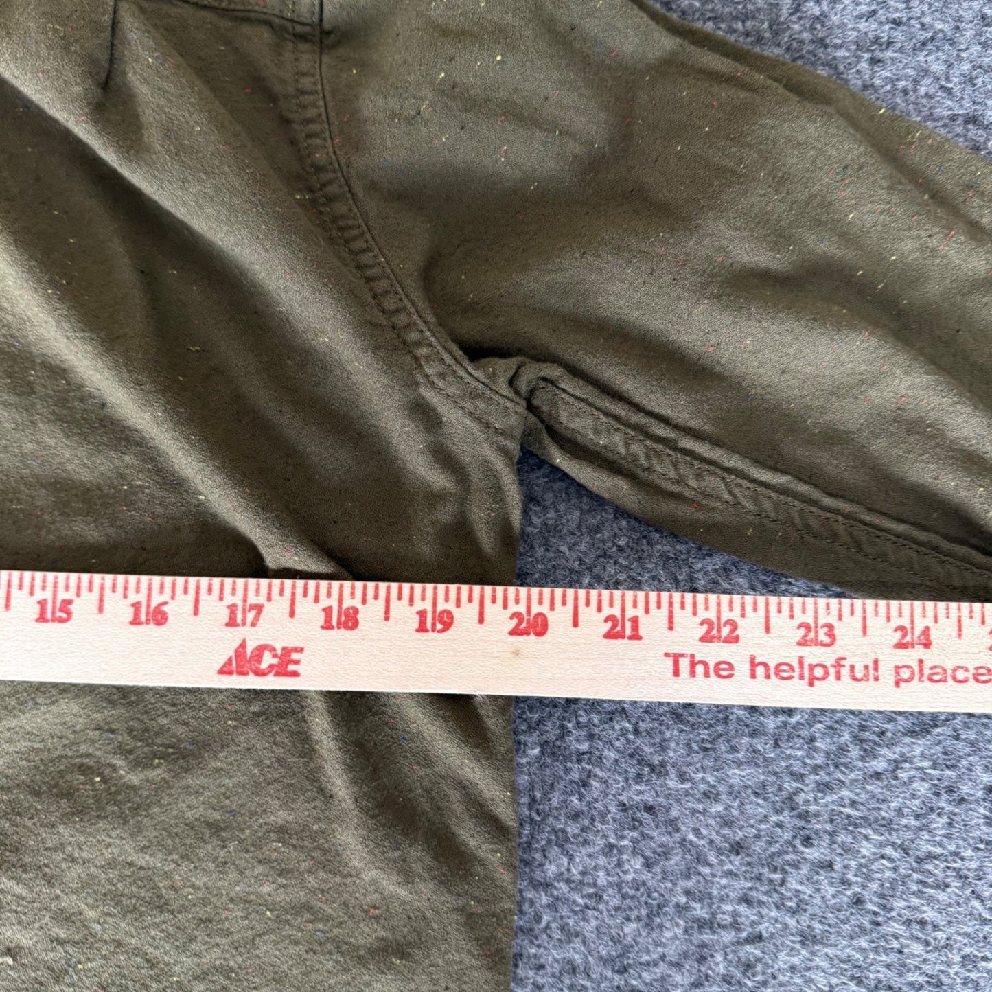 Roark Revival Mens Small Olive Green Speckled Cotton Button Up Shirt Casual