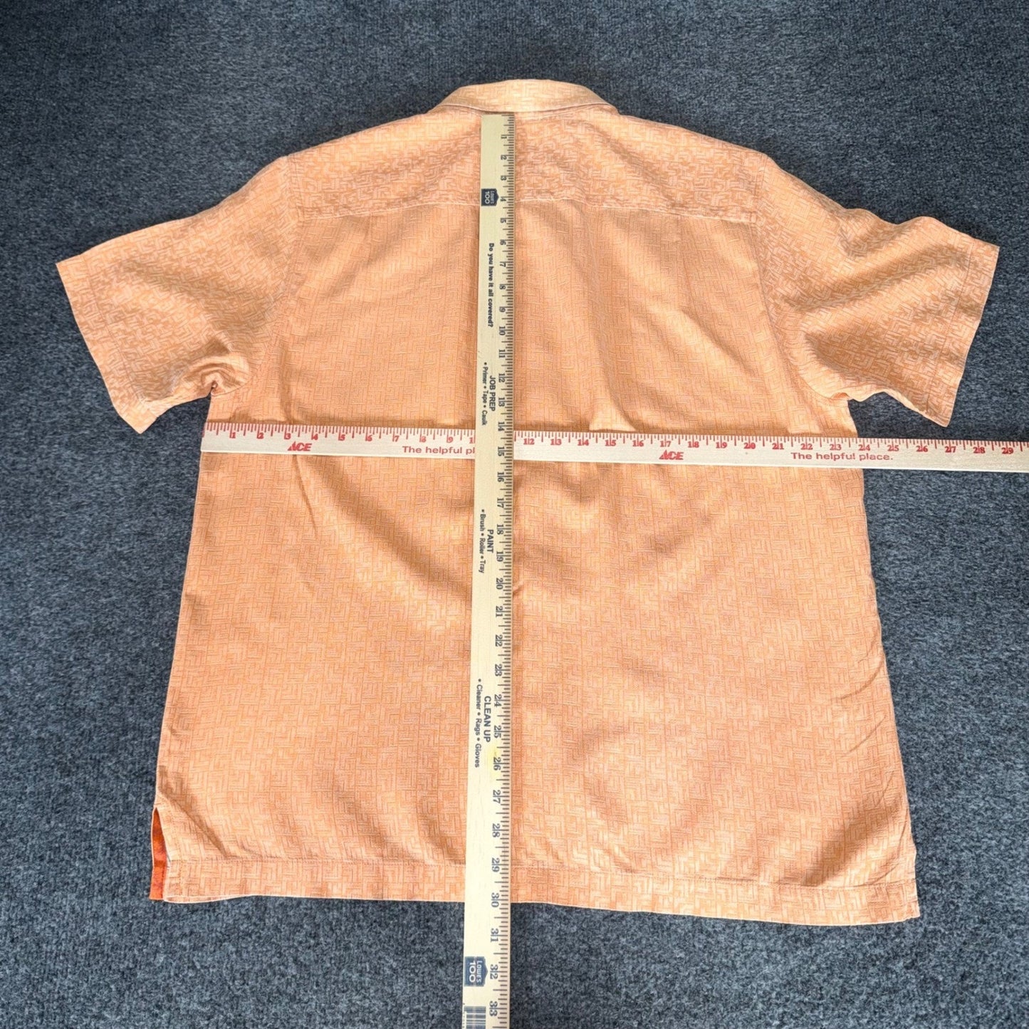 Tommy Bahama Mens Large Orange 100% Silk Short Sleeve Button Up Shirt Resort