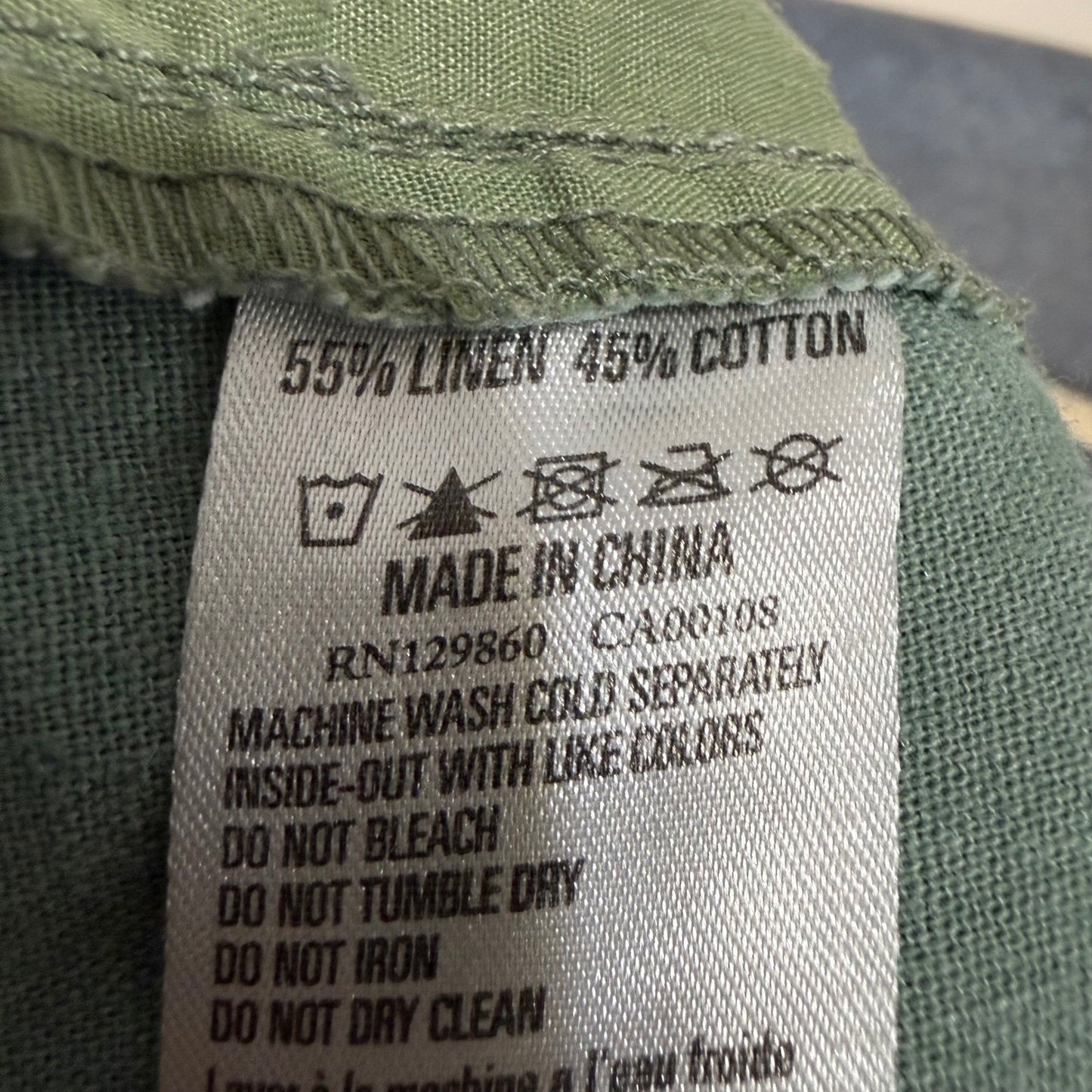 Rhythm Mens 36x26 Pants Green Linen Blend Casual Relaxed Resort Beach Vacation