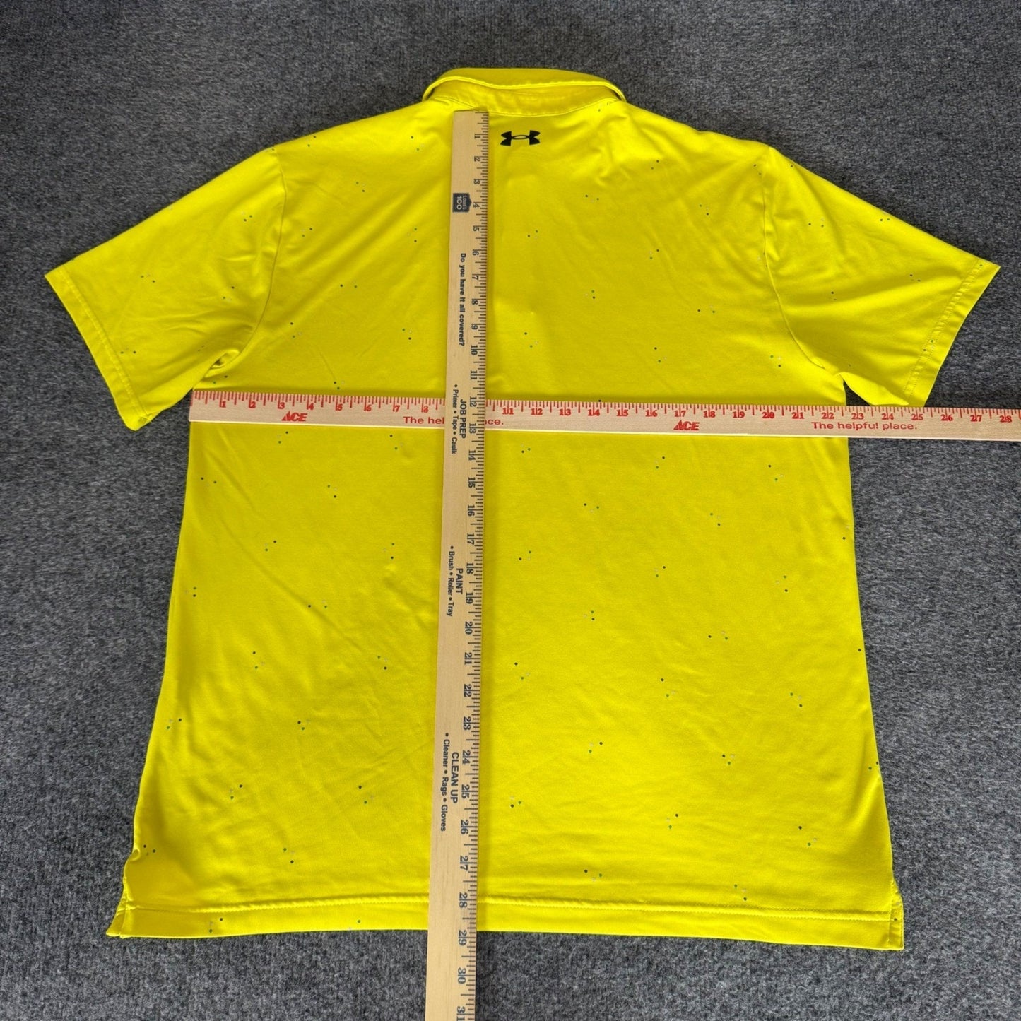 Under Armour Playoff Polo Shirt Mens L Yellow Speckled Golf Performance Stretch