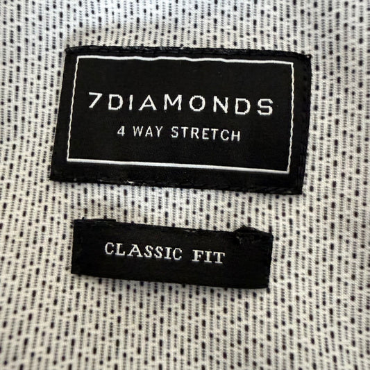 7 Diamonds Shirt Mens XL Geometric Short Sleeve Button Up 4 Way Stretch Casual
