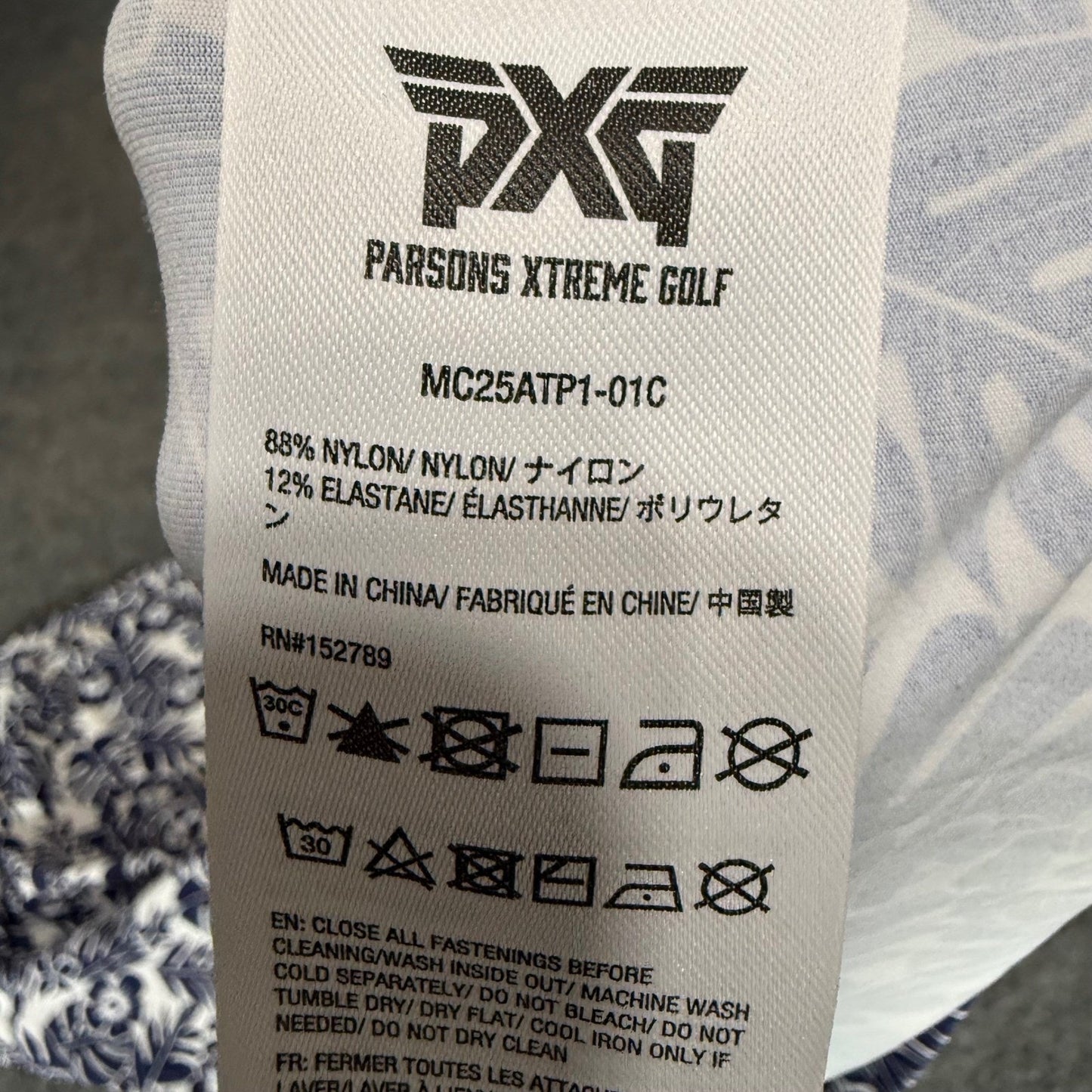 PXG Parsons Xtreme Golf Mens 2XL Floral Hibiscus Polo Shirt Navy Golf Stretch