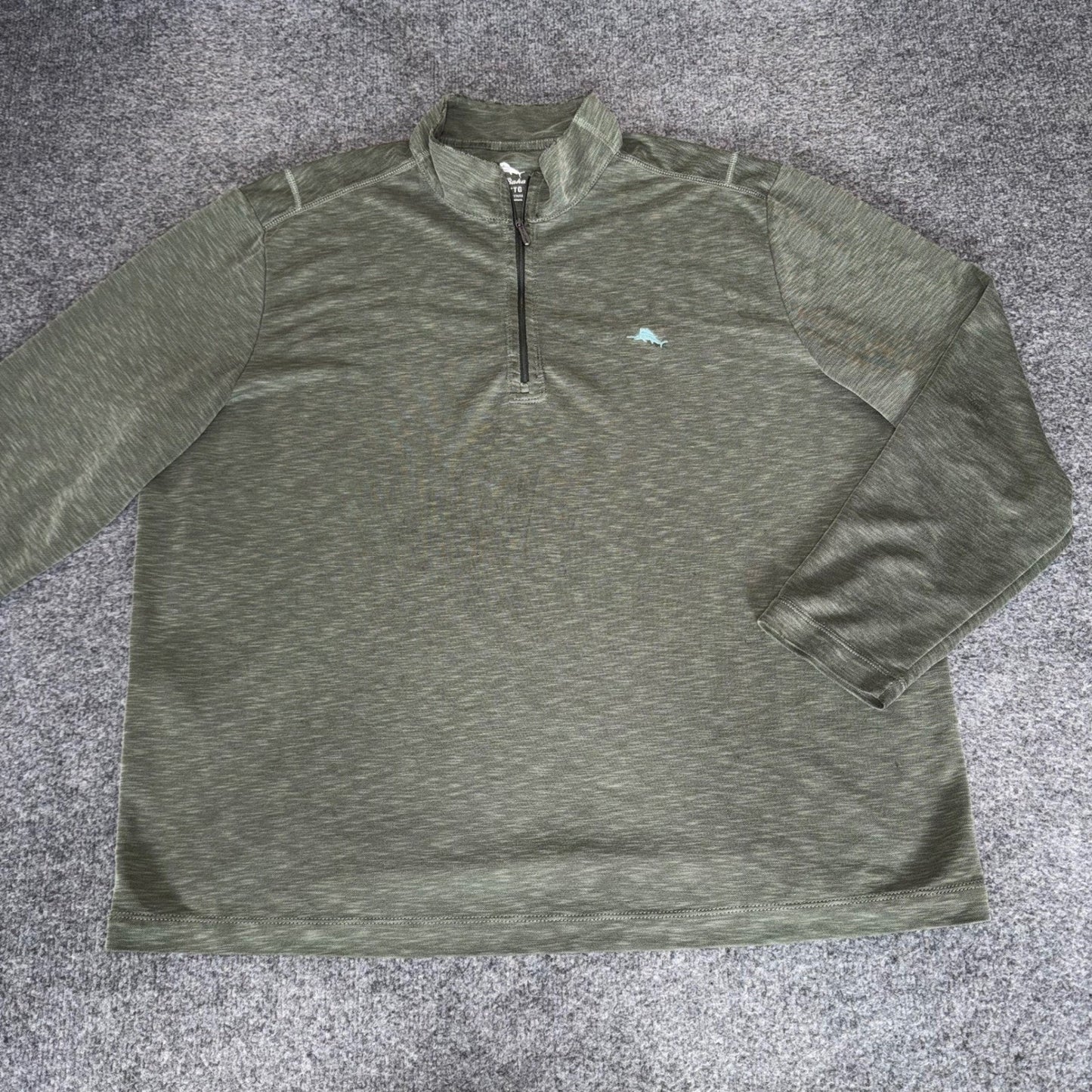 Tommy Bahama 1/4 Zip Pullover Mens XXL Green Modal Casual Comfort Long Sleeve