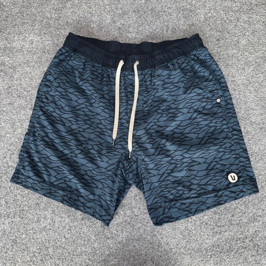 Vuori Kore Shorts Mens 31 Blue Geometric Lined Athletic Gym Training Workout