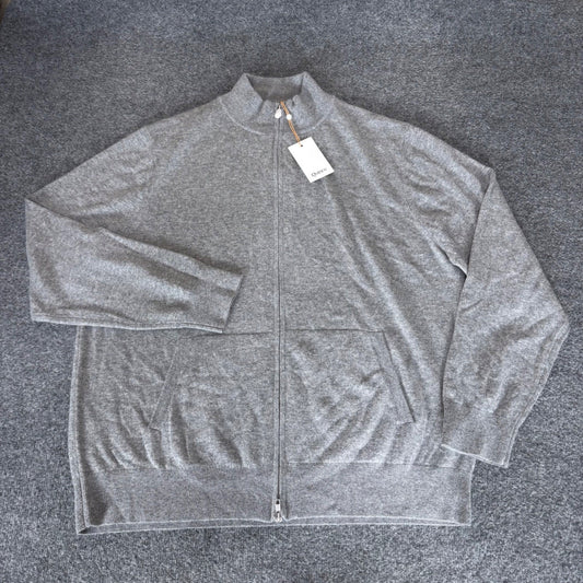 Quince Mens 100% Mongolian Cashmere Full Zip Sweater Heather Grey XXL NWT