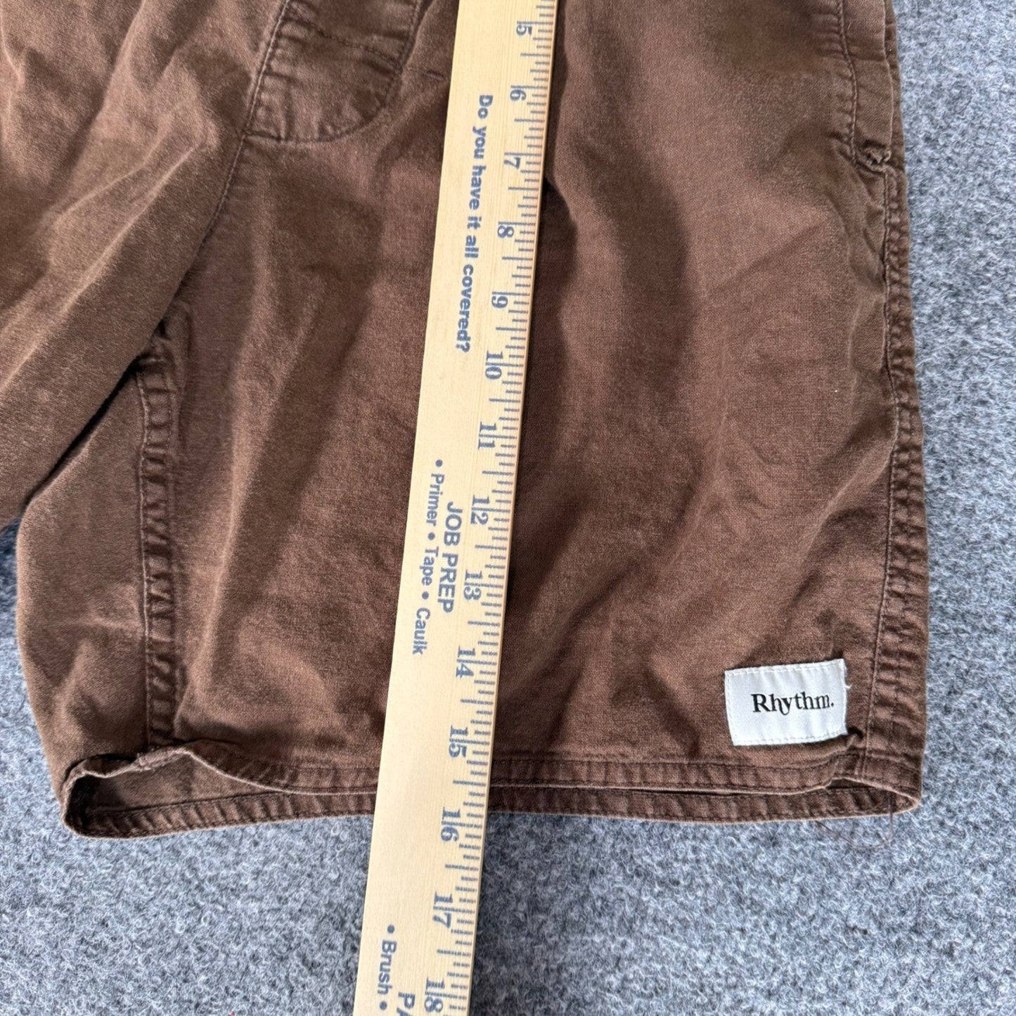 Rhythm. Classics Mens Brown Linen Cotton Blend Drawstring Shorts Size 33