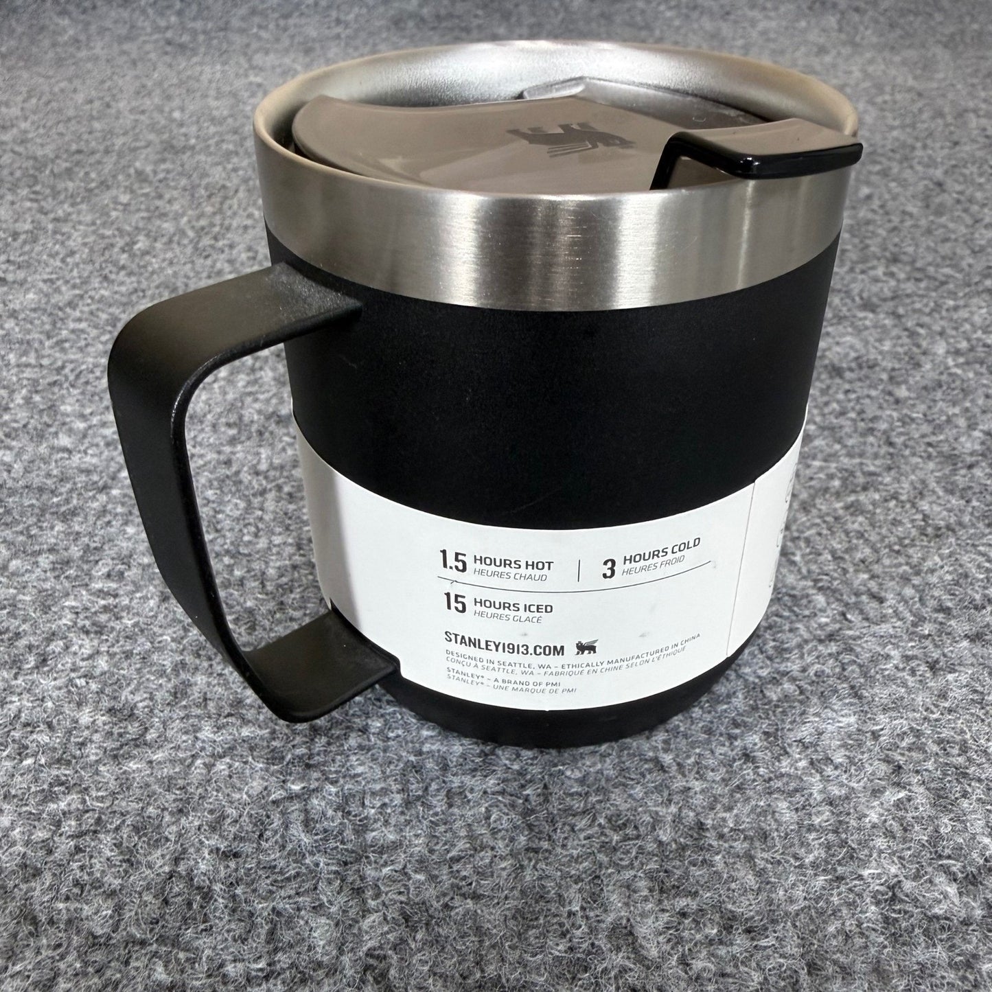 Stanley The Stay Hot Camp Mug 12oz Black Vacuum Insulated Stainless Steel NEW