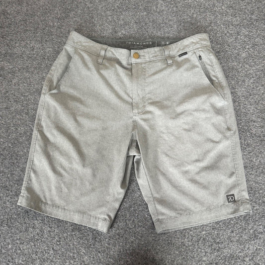 7 Diamonds Polymuse Performance Chino Shorts Mens 32 Grey Golf Activewear Casual