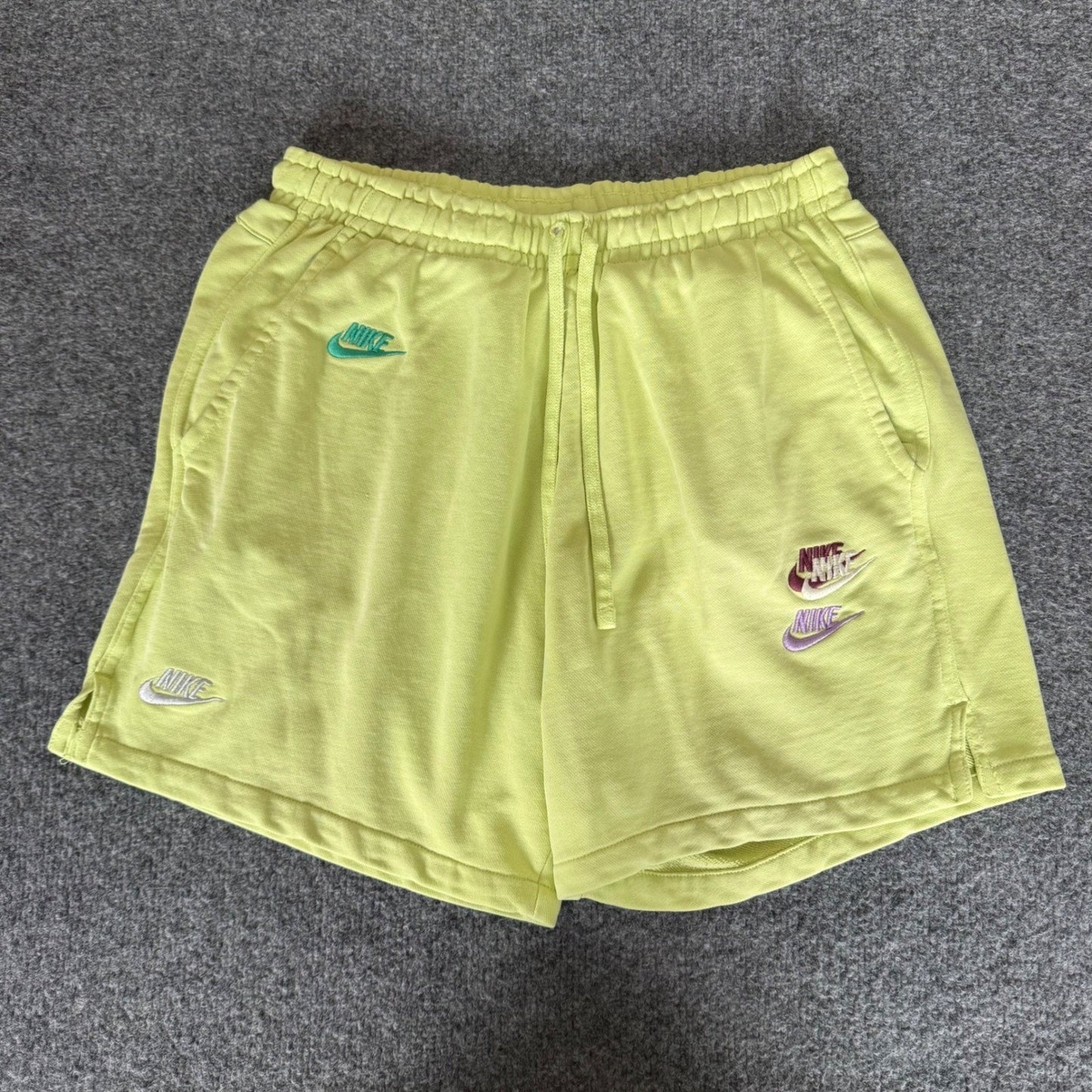 Nike Sportswear Essentials French Terry Shorts Mens Medium Lime Green Athletic
