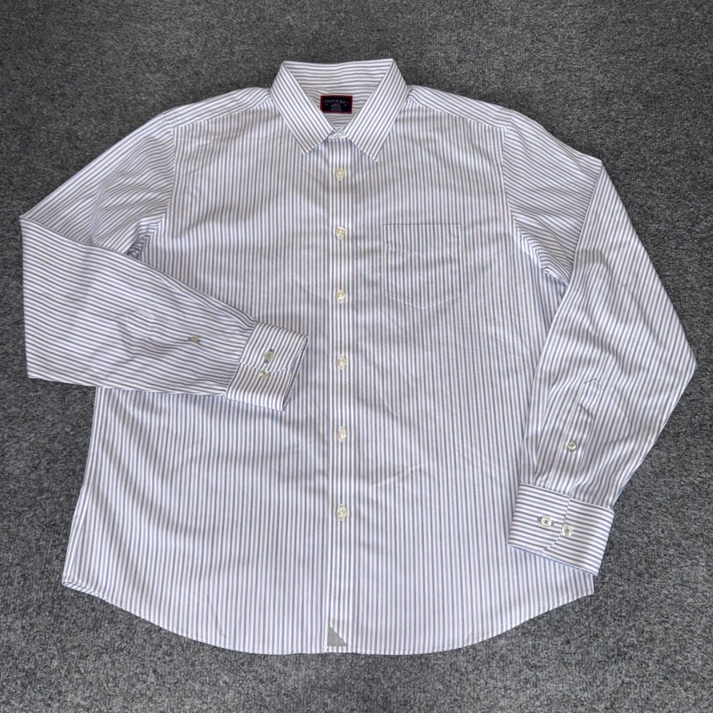 UNTUCKit Mens L Striped Wrinkle Free Cotton Button Up Shirt Long Sleeve Casual