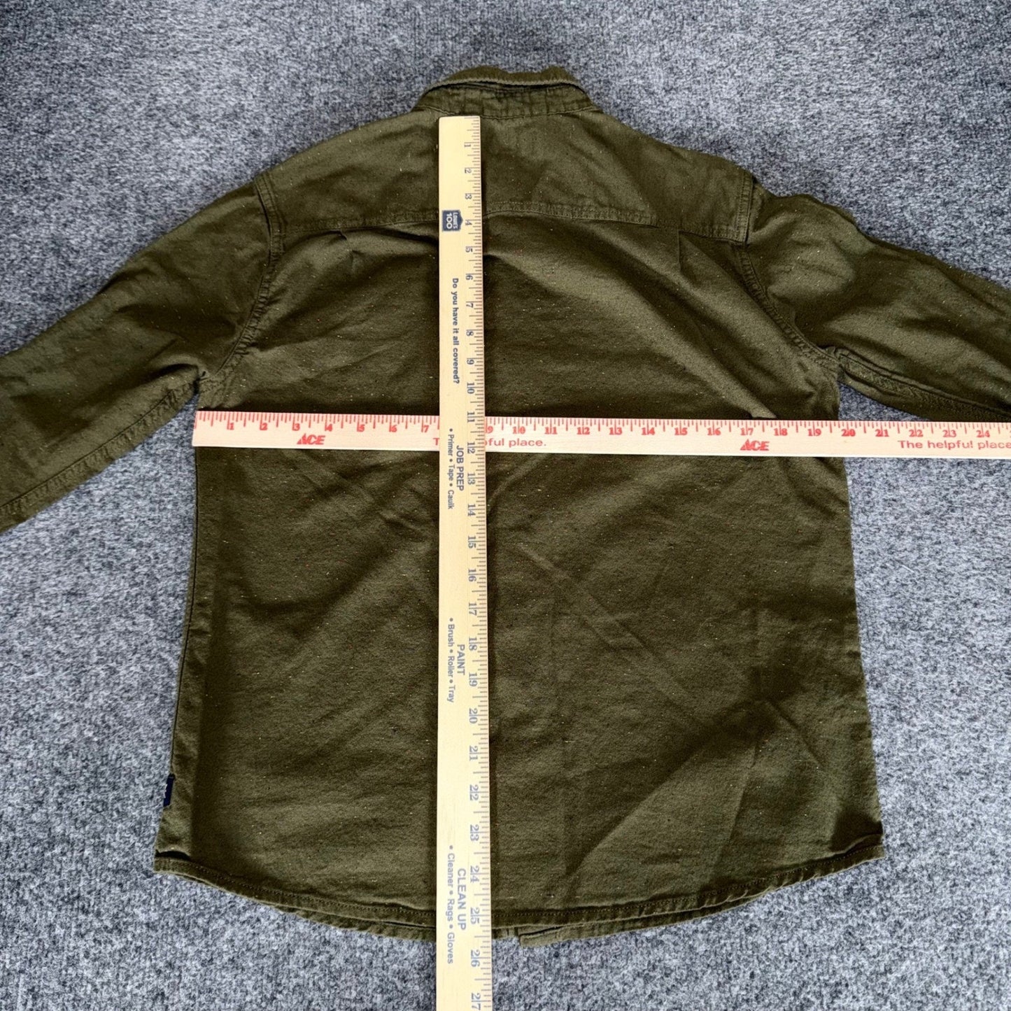 Roark Revival Mens Small Olive Green Speckled Cotton Button Up Shirt Casual