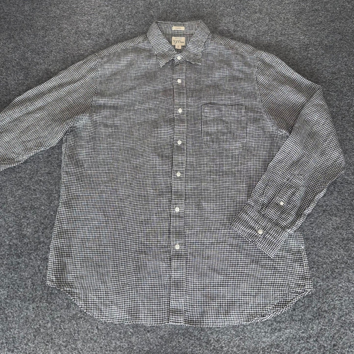 J Crew Irish Linen Baird McNutt Shirt Men L Gingham Button Up Long Sleeve Casual