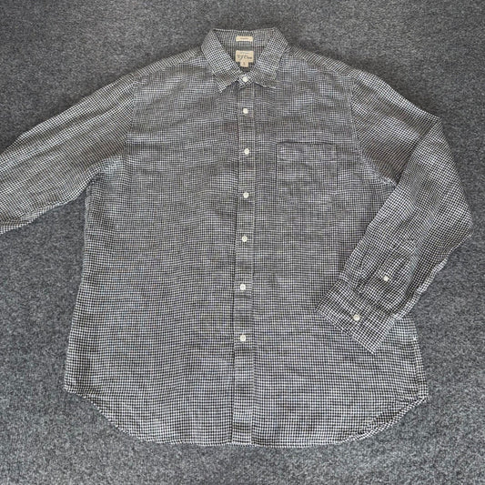J Crew Irish Linen Baird McNutt Shirt Men L Gingham Button Up Long Sleeve Casual