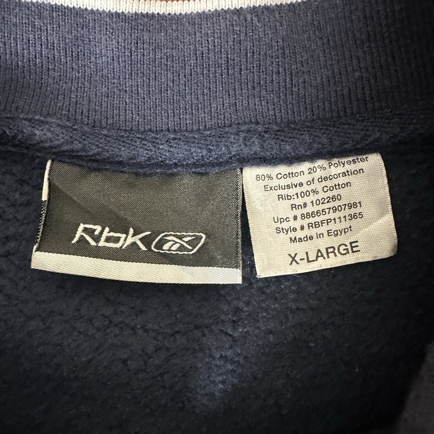 Reebok Sweatshirt Mens XL Blue Pullover 1/4 Zip Athletic Fleece Casual Warm