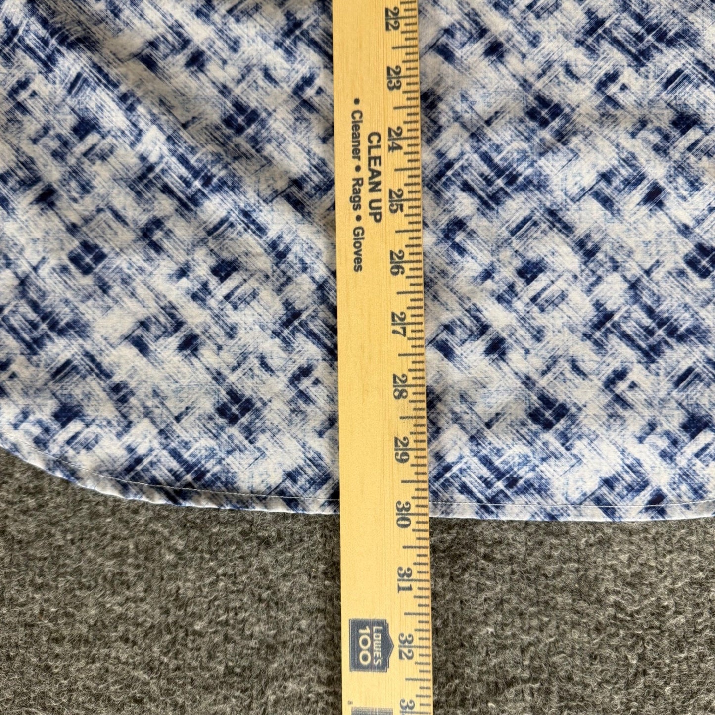 7 Diamonds 4 Way Stretch Shirt Mens Large Blue Geometric Short Sleeve Button Up