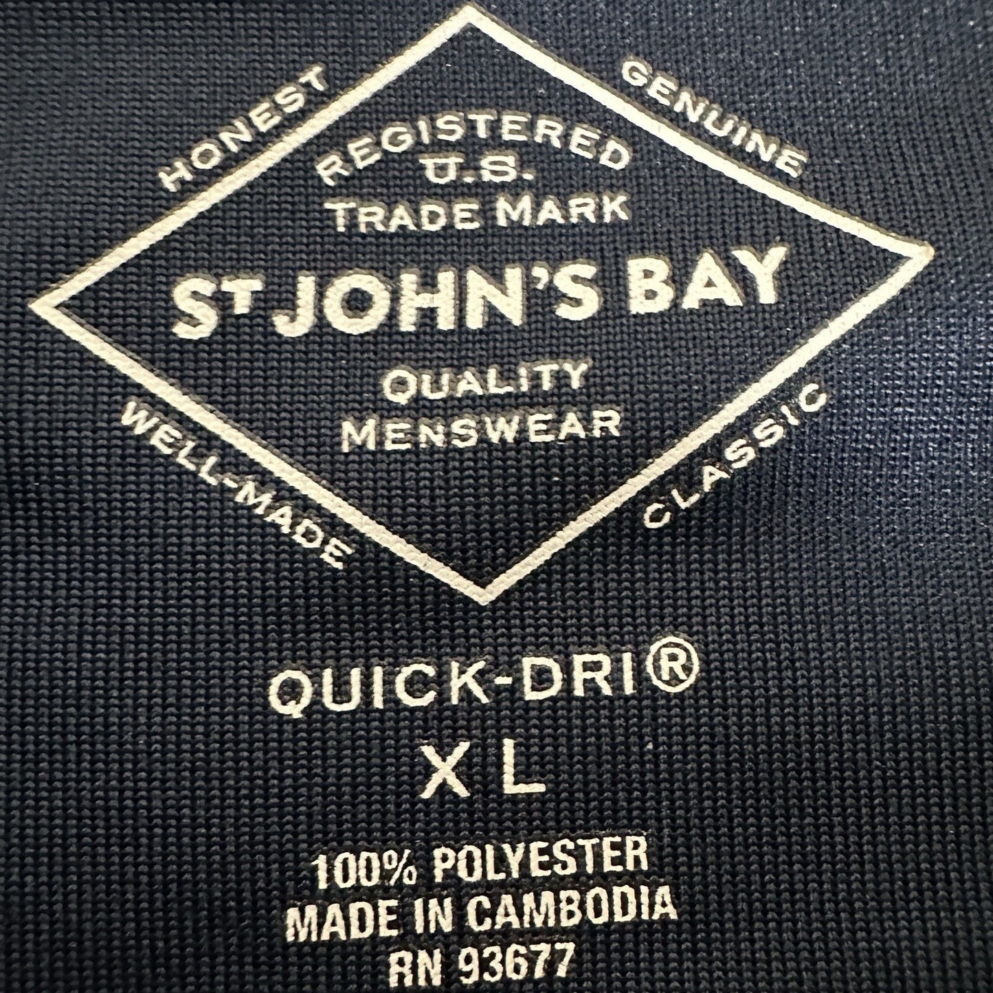 St Johns Bay Polo Shirt Mens XL Blue Striped Short Sleeve Quick Dry Casual Adult