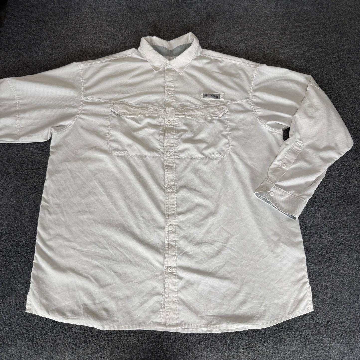 Columbia PFG Mens Long Sleeve Button Up Shirt XXL White Omni-Shade Fishing