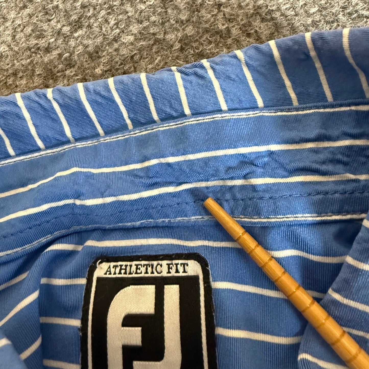 FootJoy Golf Polo Shirt Mens XL Blue Striped Athletic Fit Performance Stretch