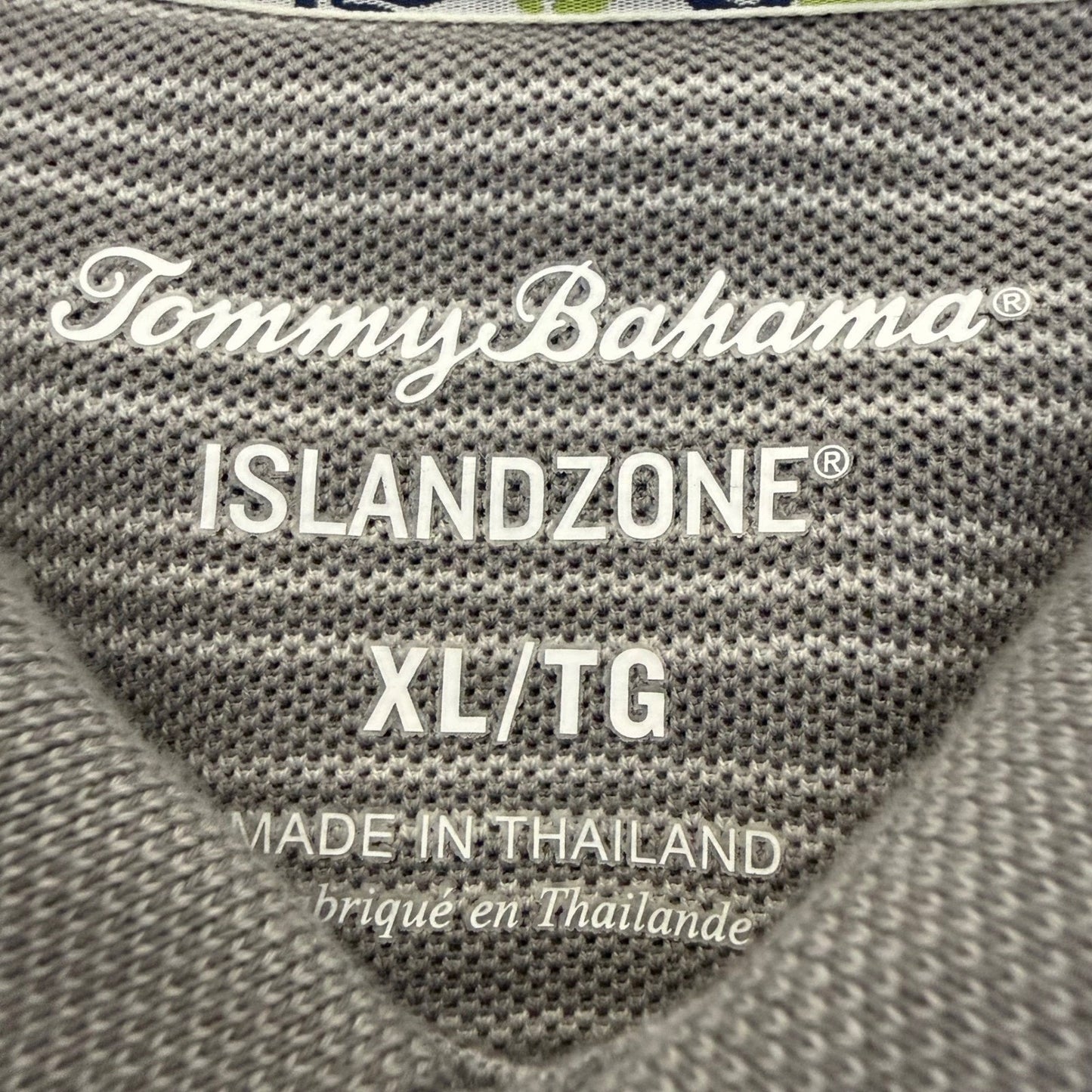 Tommy Bahama Mens IslandZone Polo Shirt XL Gray Striped Pima Cotton Golf Casual