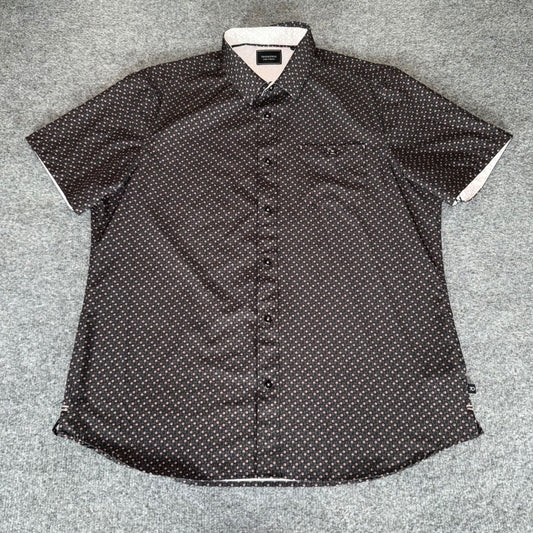7 Diamonds 4-Way Stretch Shirt Men XL Geometric Short Sleeve Casual Button Up