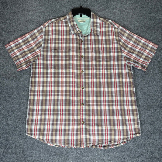 Carbon 2 Cobalt Shirt Mens Large Plaid Button Up Short Sleeve Casual Comfort Fit