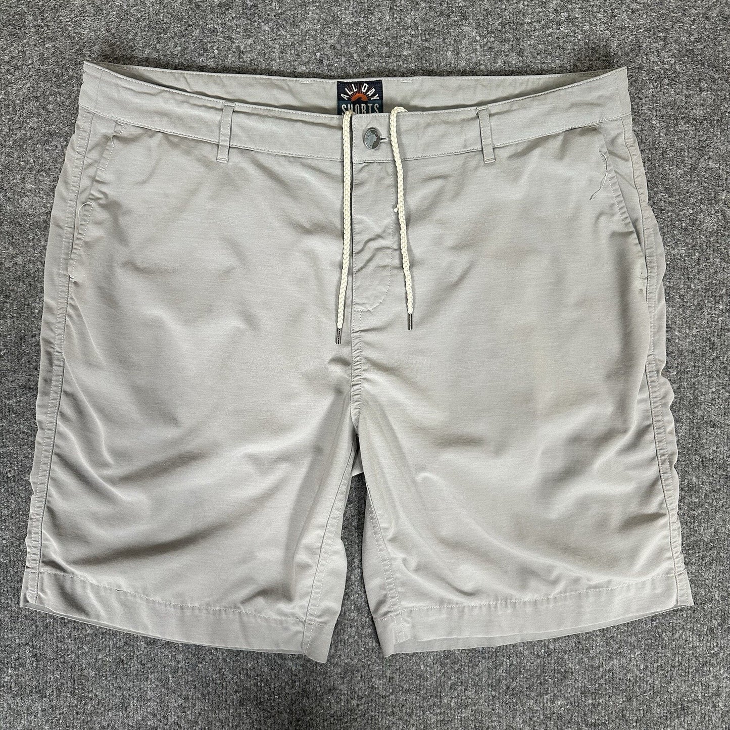 Faherty All Day Shorts Mens 38 (40) Grey Chino Drawstring Casual 9" Golf Adult