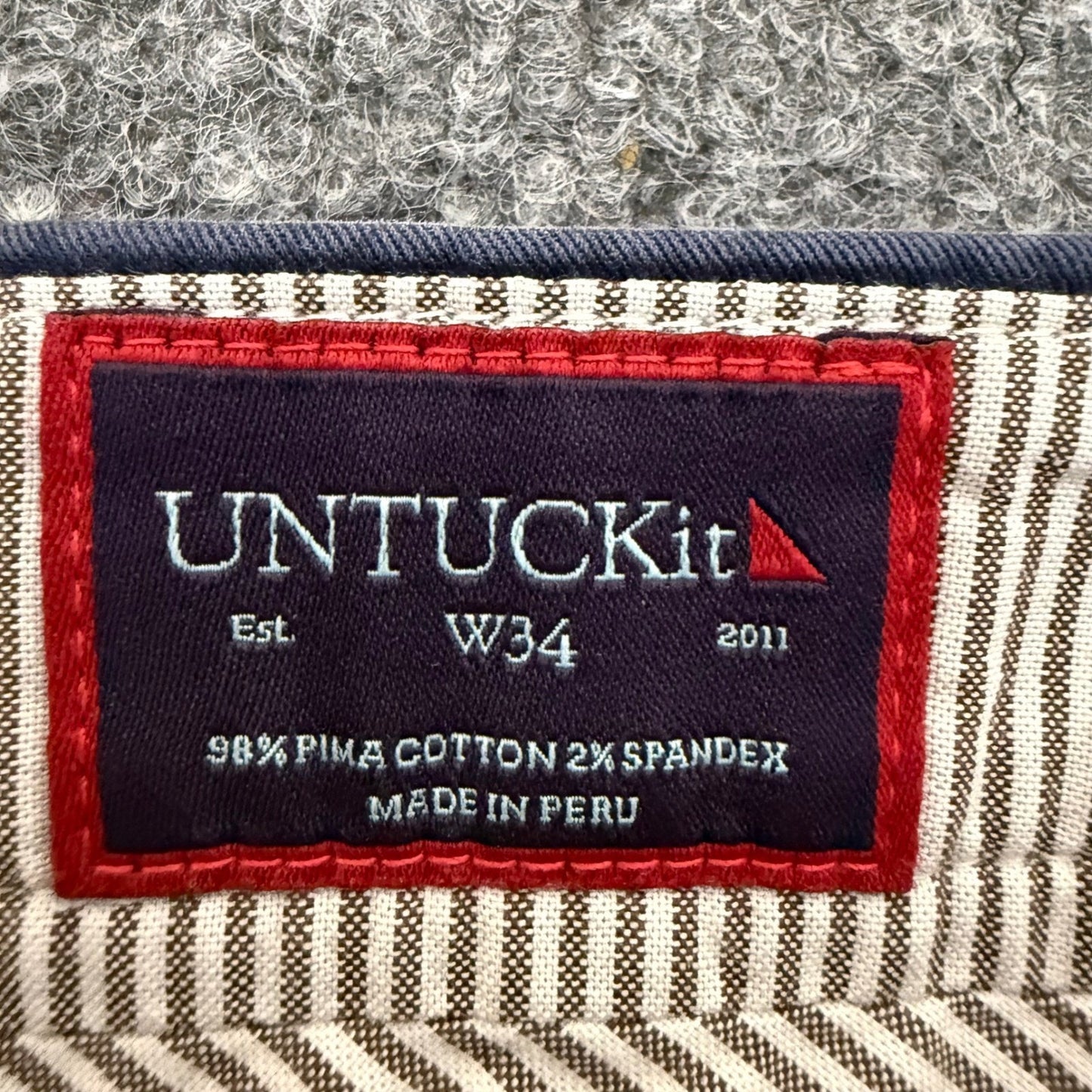 UNTUCKit Mens Navy Blue Pima Cotton Stretch Chino Shorts Size 34 Flat Front