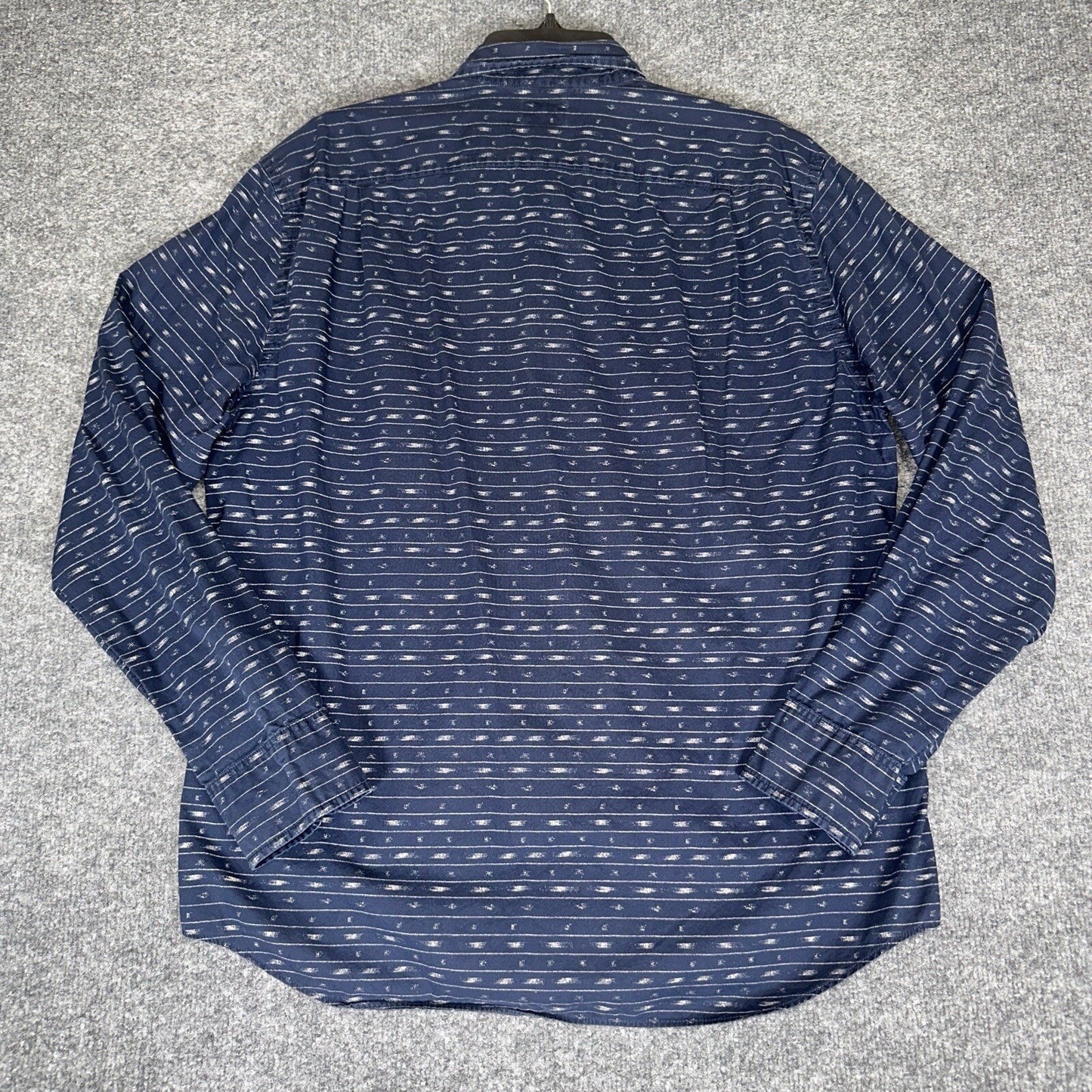 J.Crew Shirt Mens L Blue Geometric Woven Long Sleeve Button Down Pocket Adult