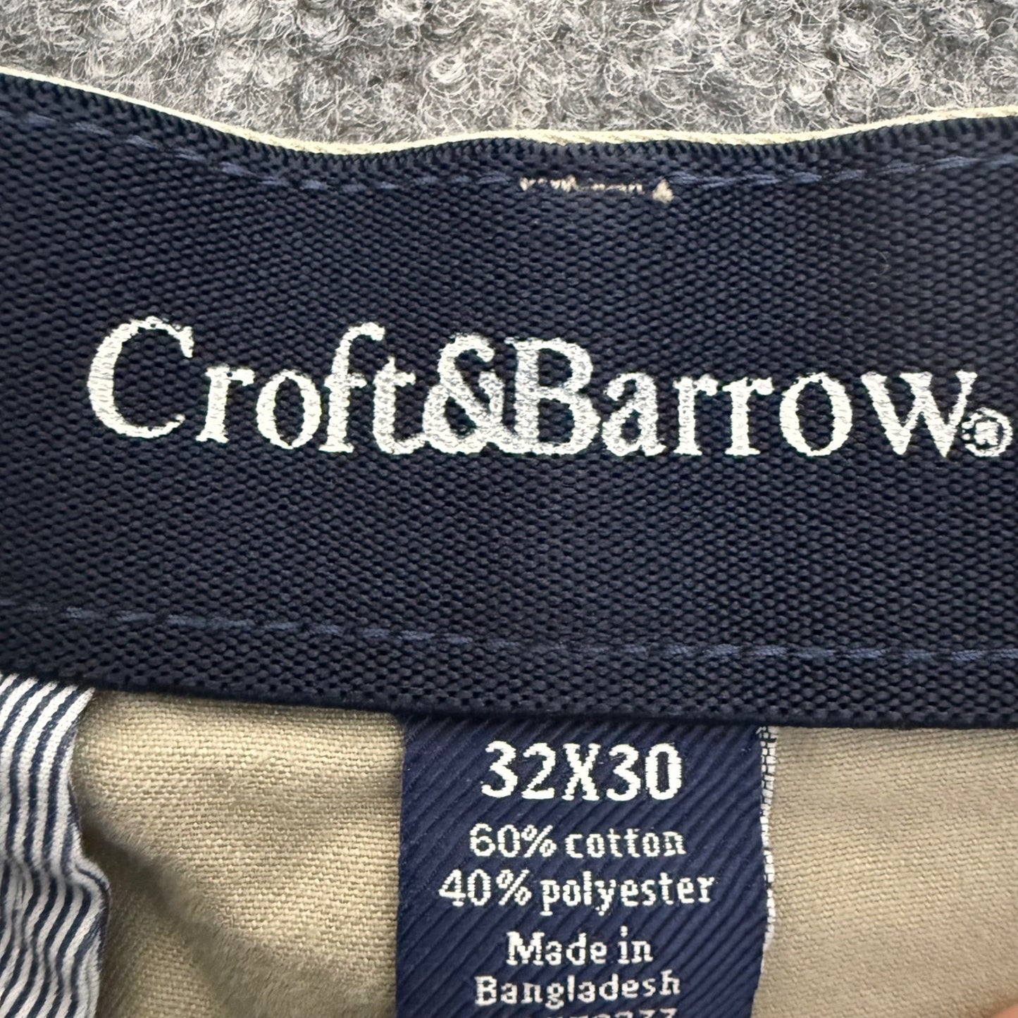 Croft & Barrow Mens Khaki Chino Pants 32x29 Tan Flat Front Straight Leg Workwear