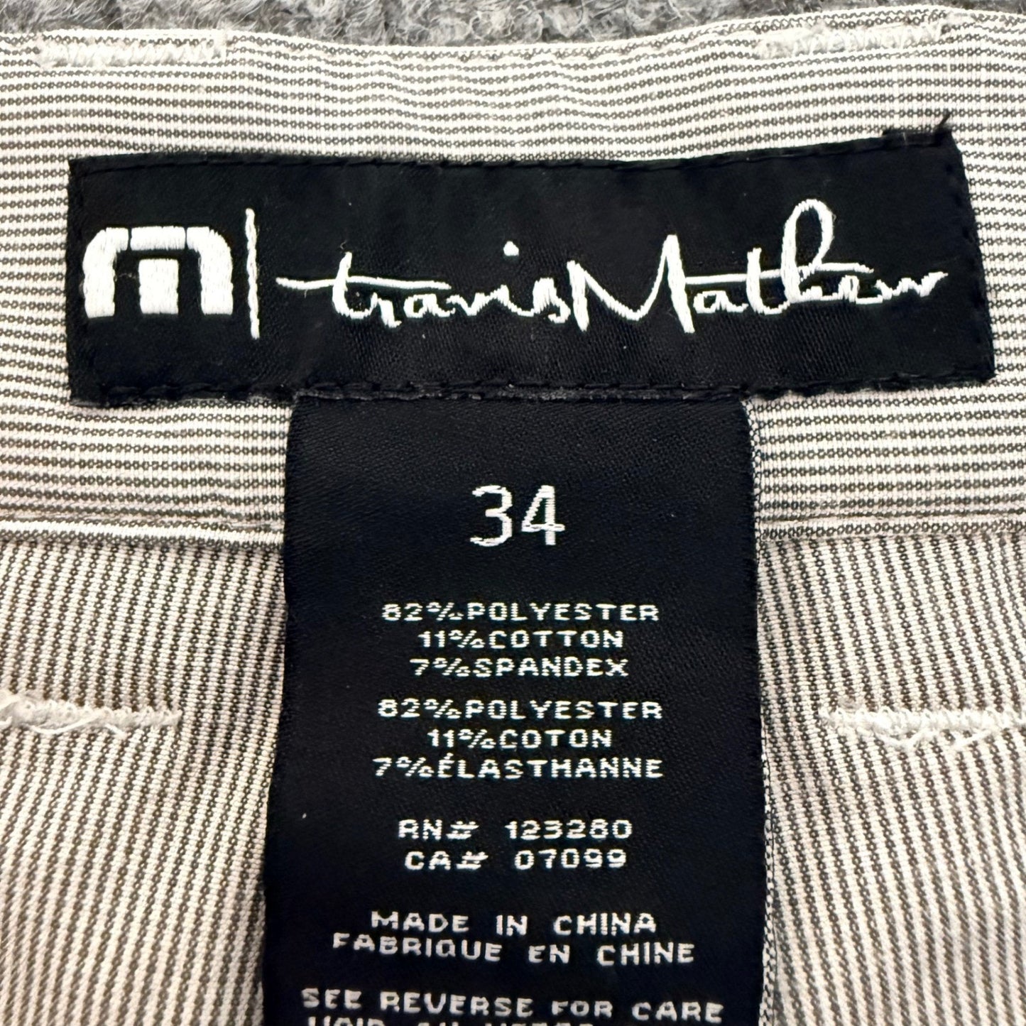 Travis Mathew Golf Short Mens 34 Gray Striped Chino Flat Front Casual Activewear
