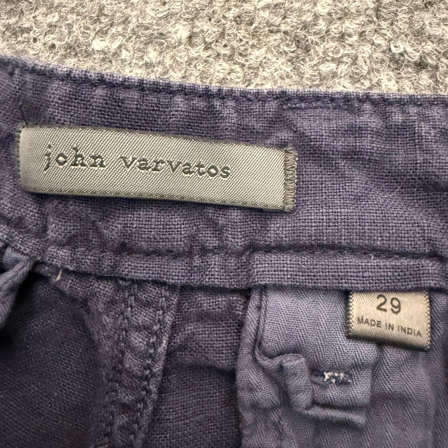 John Varvatos Shorts Mens 29 Blue Linen Blend Flat Front Casual Summer Comfort