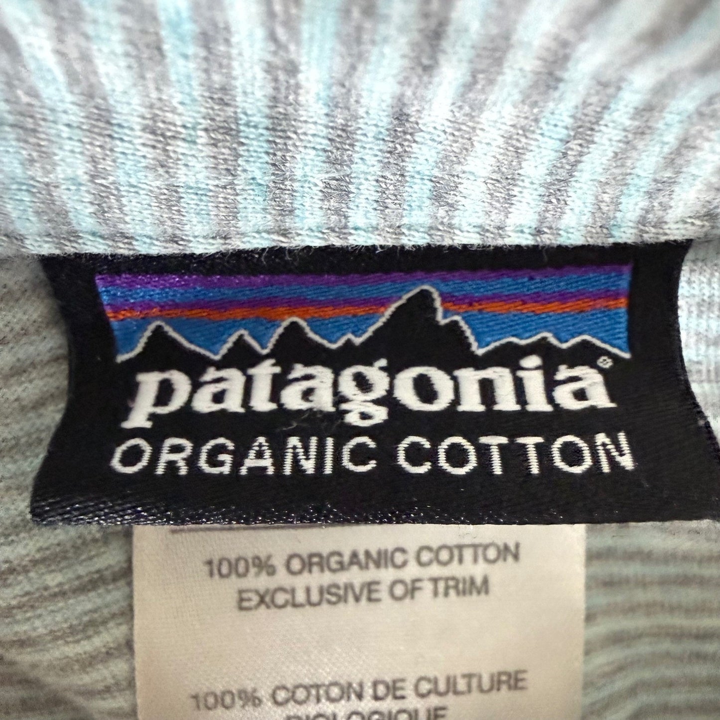 Patagonia Mens Medium Organic Cotton Striped Polo Shirt Blue Short Sleeve Casual