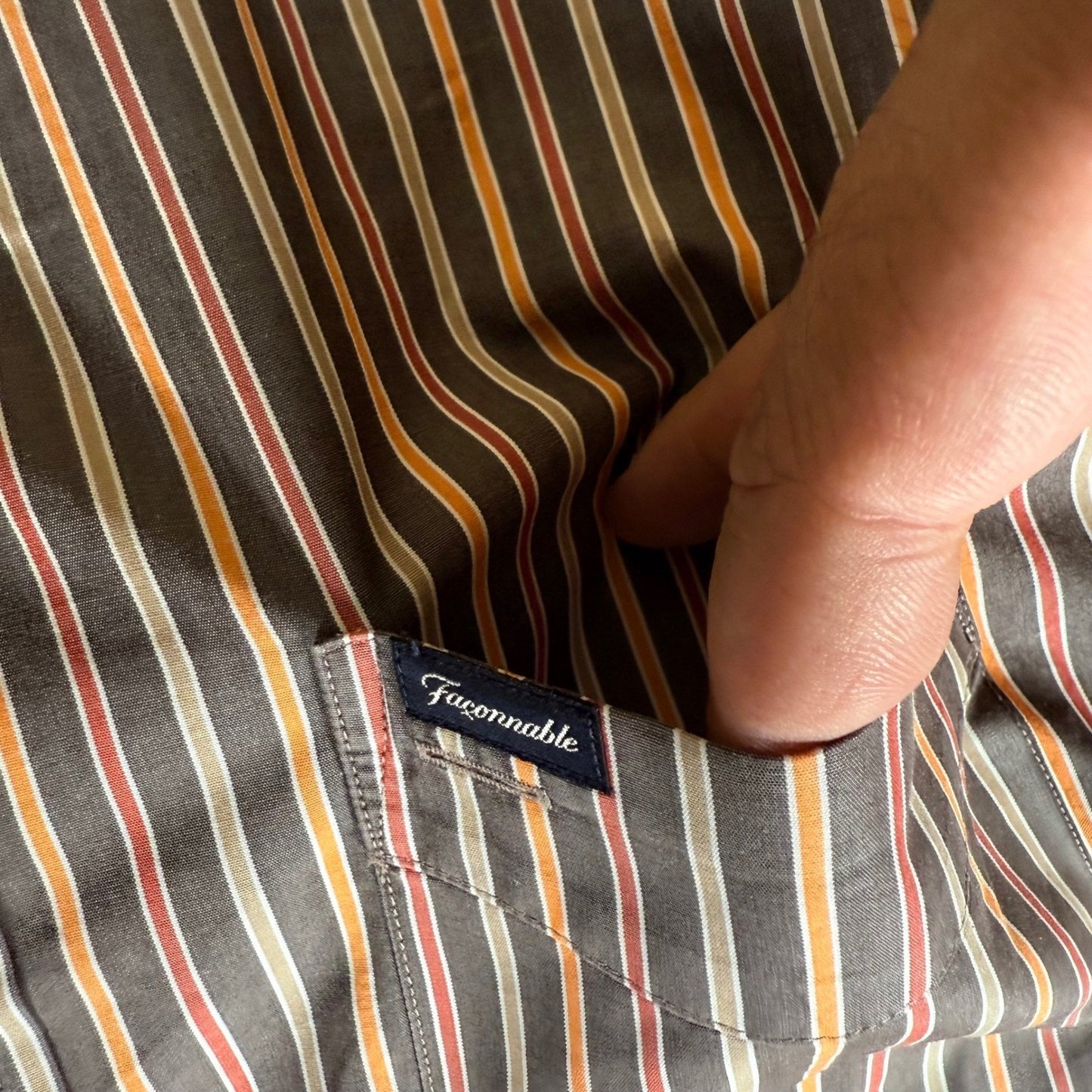 Faconnable Shirt Mens XL Long Sleeve Button Up Striped Cotton Dress Casual