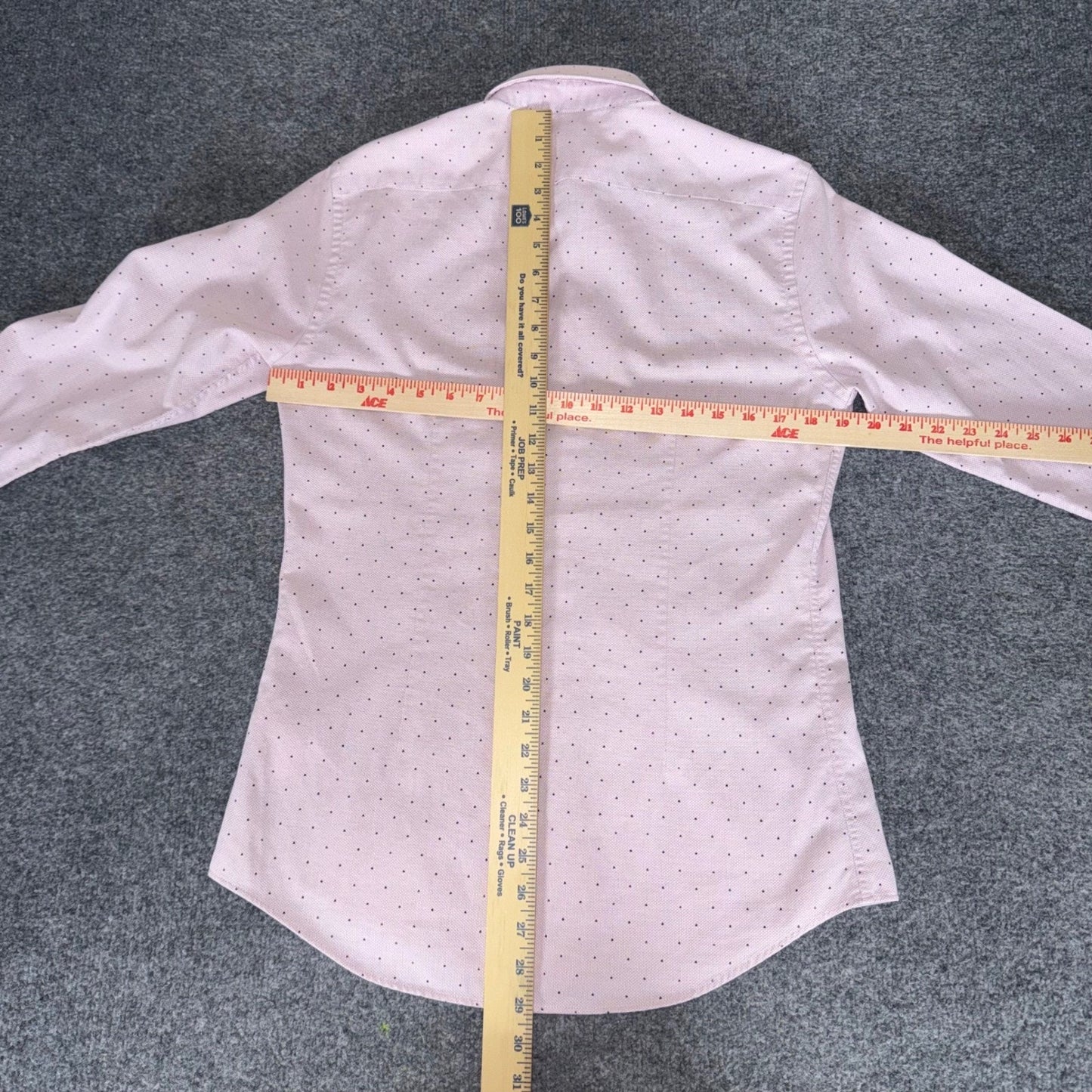 Zara Man Slim Fit Pink Micro Dot Long Sleeve Button Up Shirt Mens Medium Casual