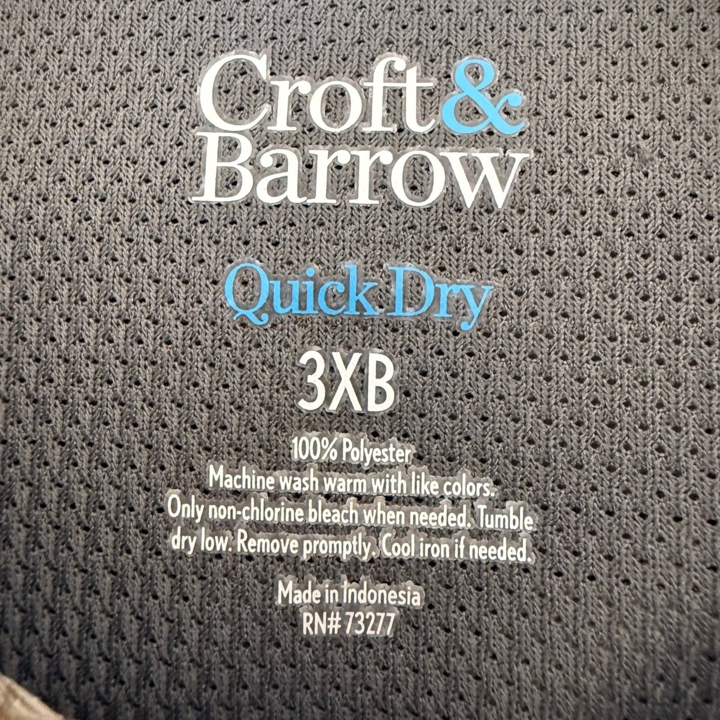 Croft & Barrow Quick Dry Plaid Shirt Mens 3XB Brown Short Sleeve Button Up