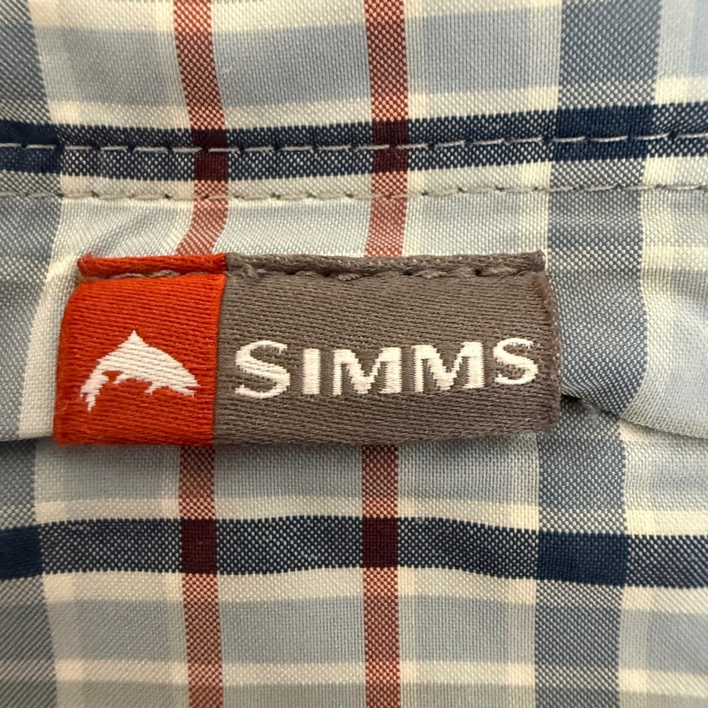 Simms Mens 2XL Blue Plaid brrr Cooling Performance Fishing Shirt Long Sleeve